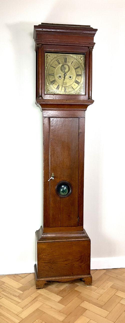 Small Early Georgian Oak Grandfather Longcase Clock - Mercer / Hythe / Kent (1 of 15)