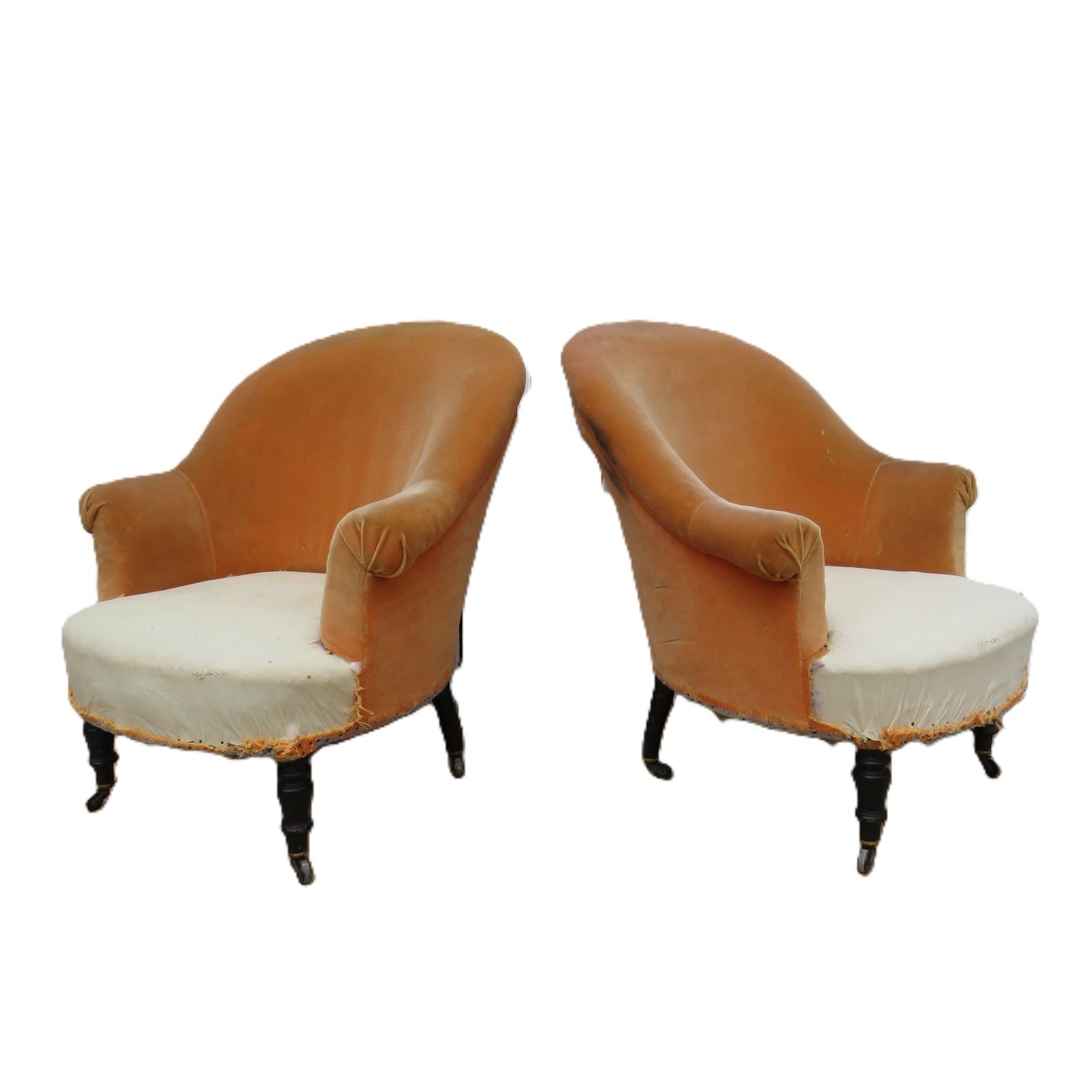 Pair of Antique Napoleon III Tub Armchairs (1 of 9) Pair of Antique Napoleon III Tub Armchairs (1 of 9)