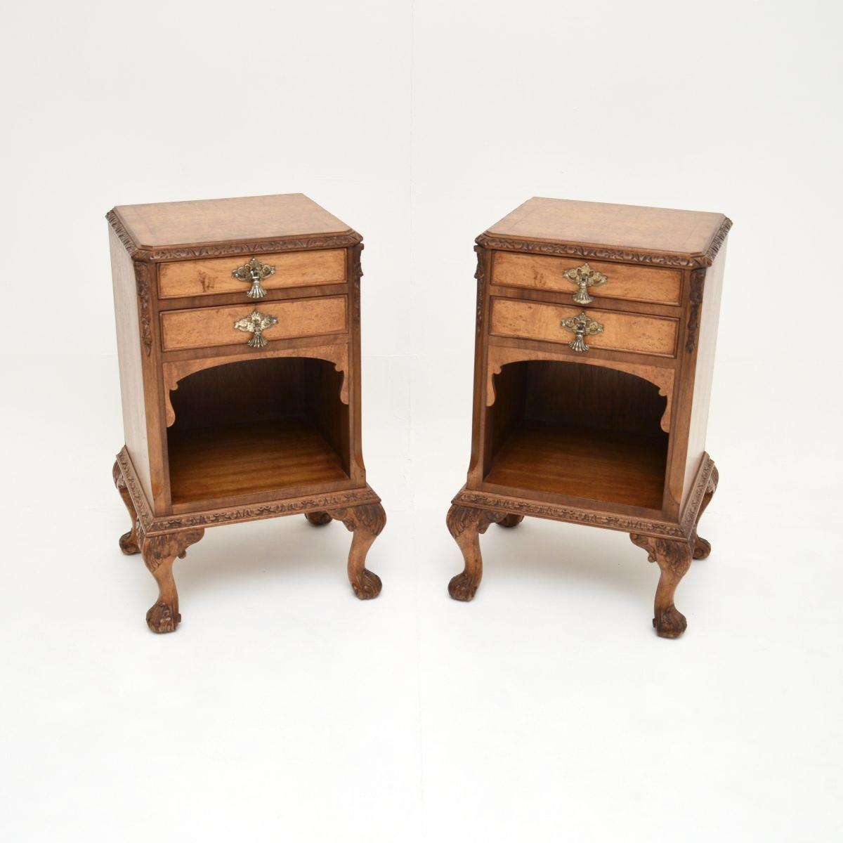 Pair of Antique Burr Walnut Bedside Cabinets (1 of 9) Pair of Antique Burr Walnut Bedside Cabinets (1 of 9)