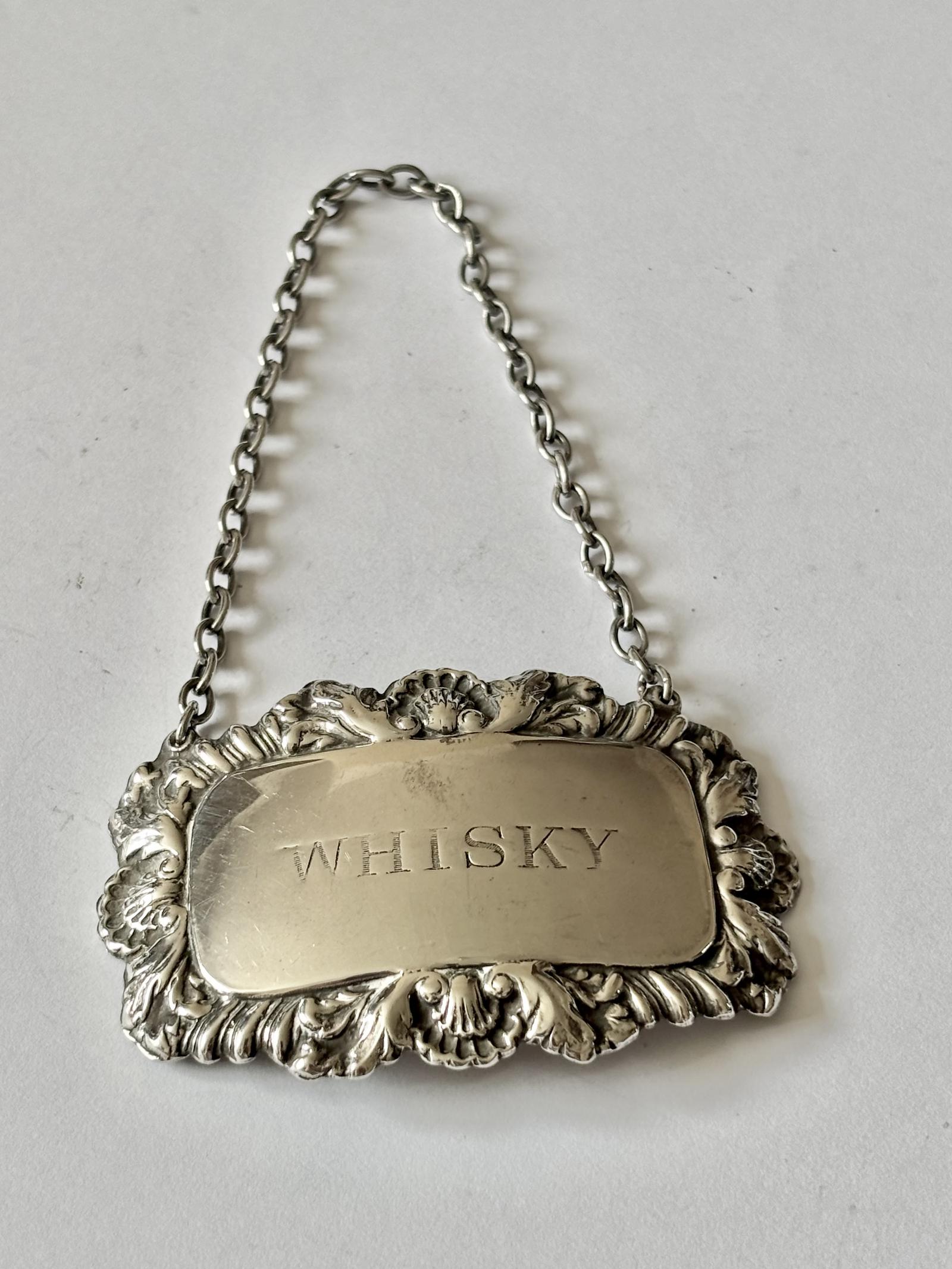 Vintage Sterling Silver Decanter Label Whisky Birmingham 1965 Crisford Norris (1 of 4)