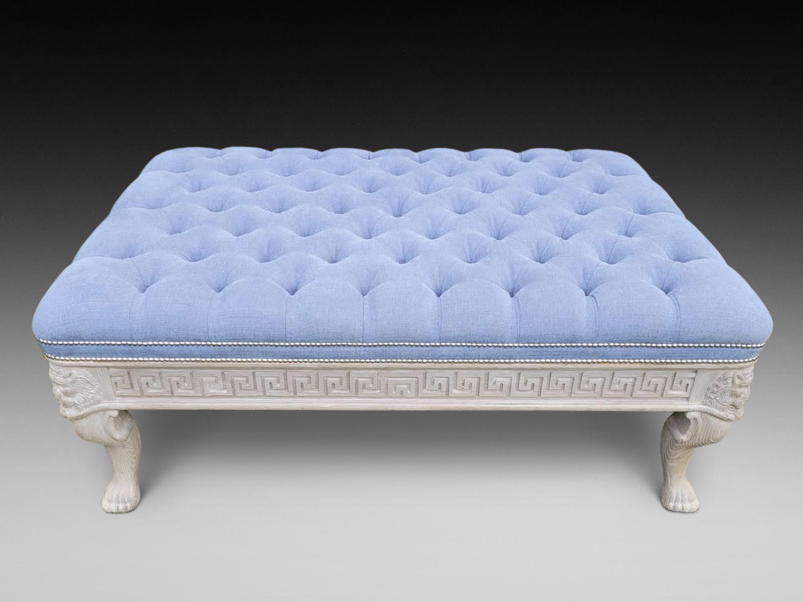 Carved Oak Upholstered Stool (1 of 4)