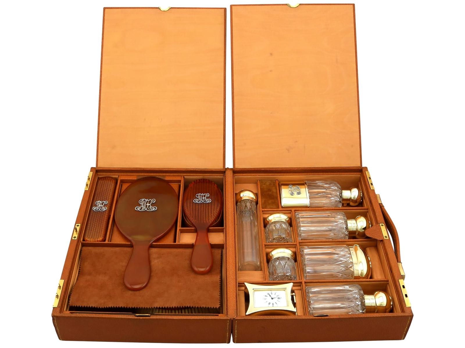 Antique Victorian Sterling Silver Gilt & Celluloid Gent's Travelling Vanity Set 1899 (1 of 33)