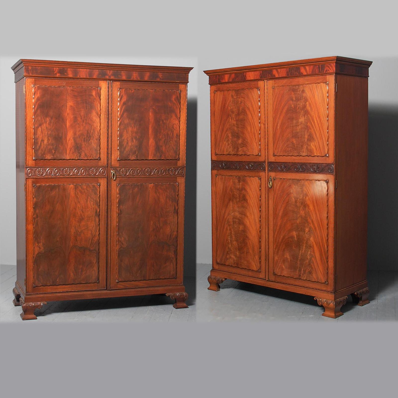 Pair of George III Style Mahogany Wardrobes c.1920 (1 of 18) Pair of George III Style Mahogany Wardrobes c.1920 (1 of 18)