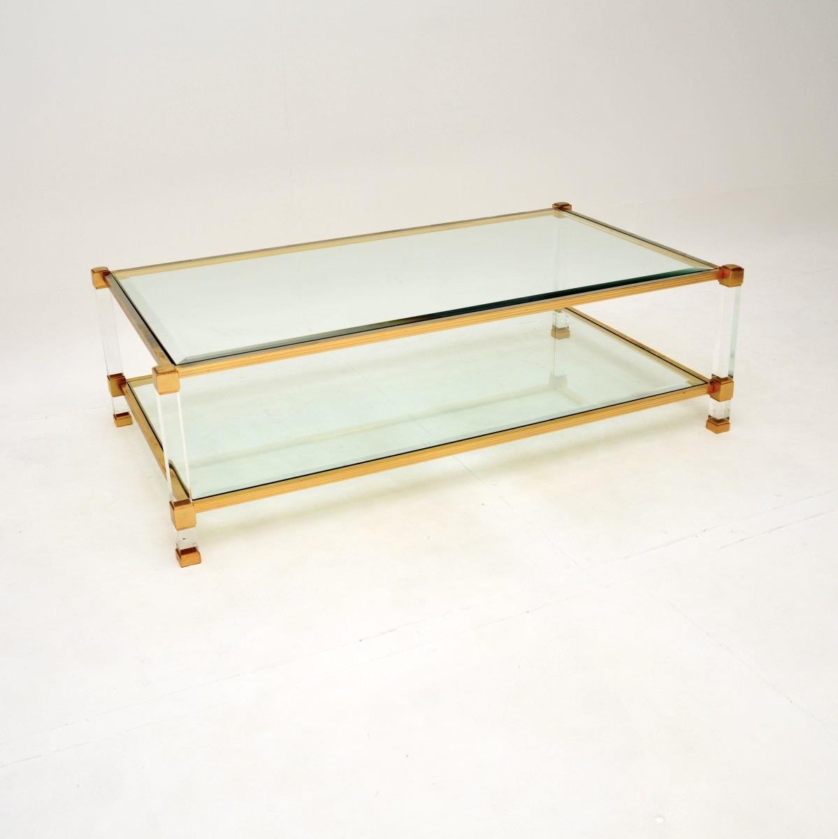 Vintage French Lucite & Gold Plated Coffee Table (1 of 10)