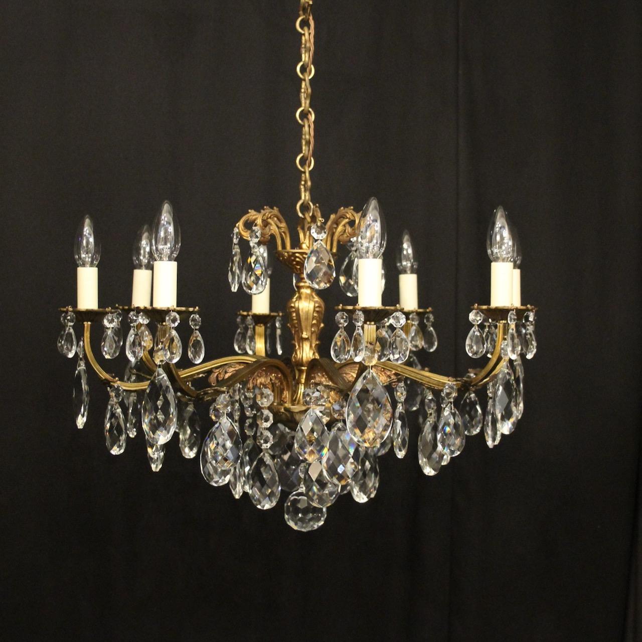 French Gilded 8 Light Antique Chandelier (1 of 10)