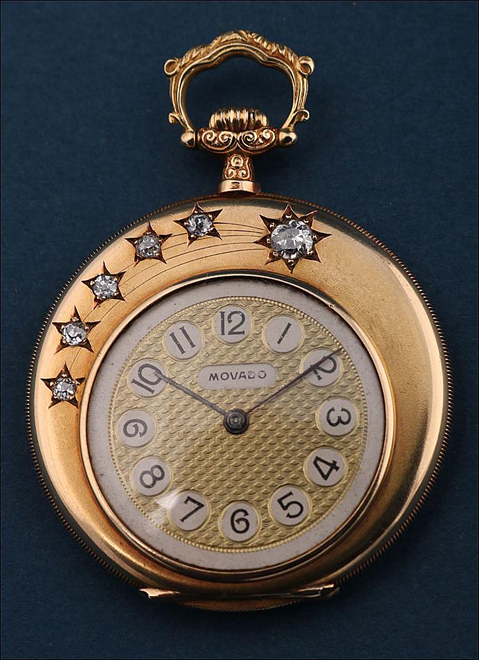 Antique Ultra-thin Movado Pocket Watch. 18K Gold and Diamonds. Switzerland, Circa 1930 (1 of 13)