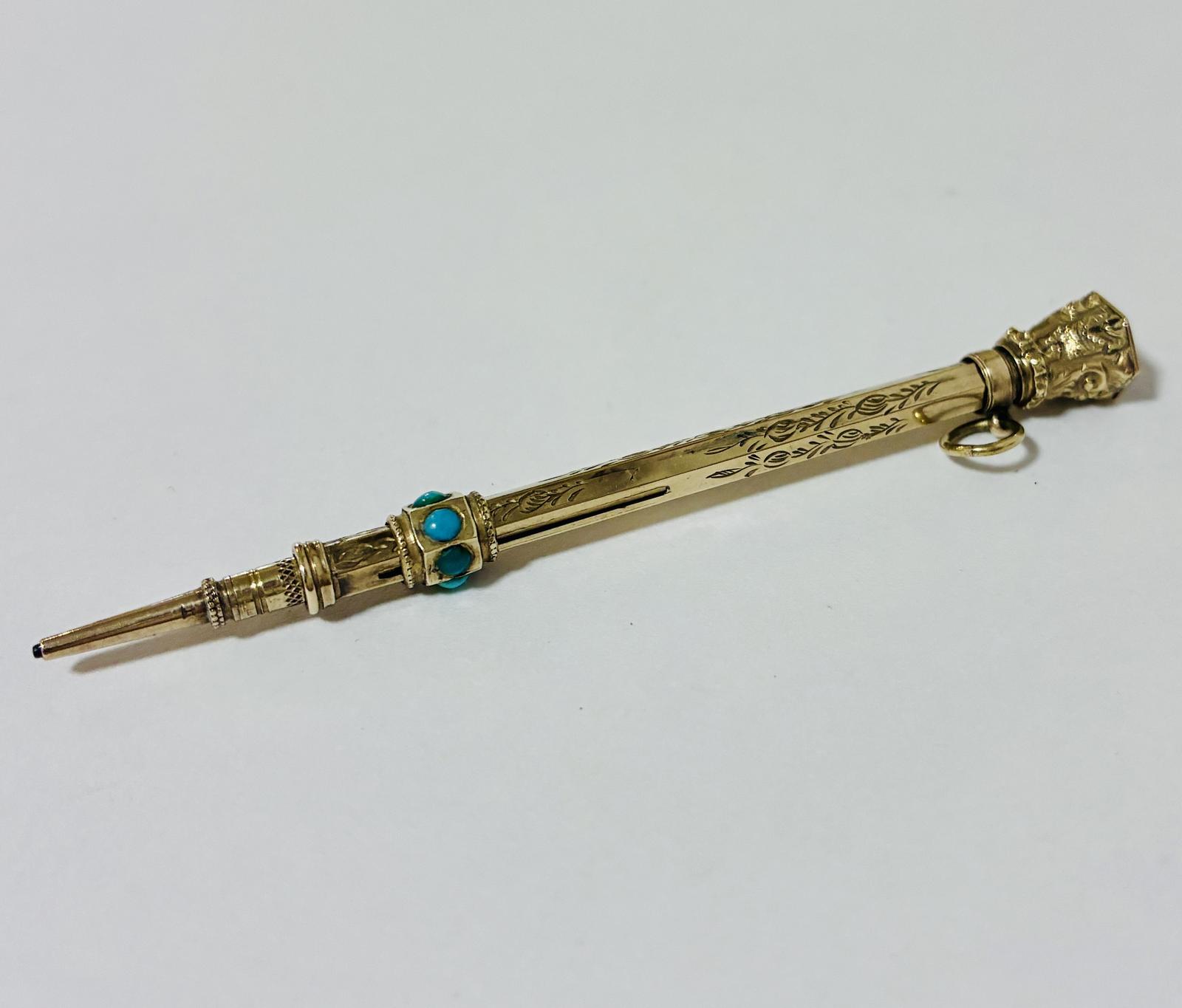 Antique Gold & Turquoise Propelling Pencil (1 of 9) Antique Gold & Turquoise Propelling Pencil (1 of 9)
