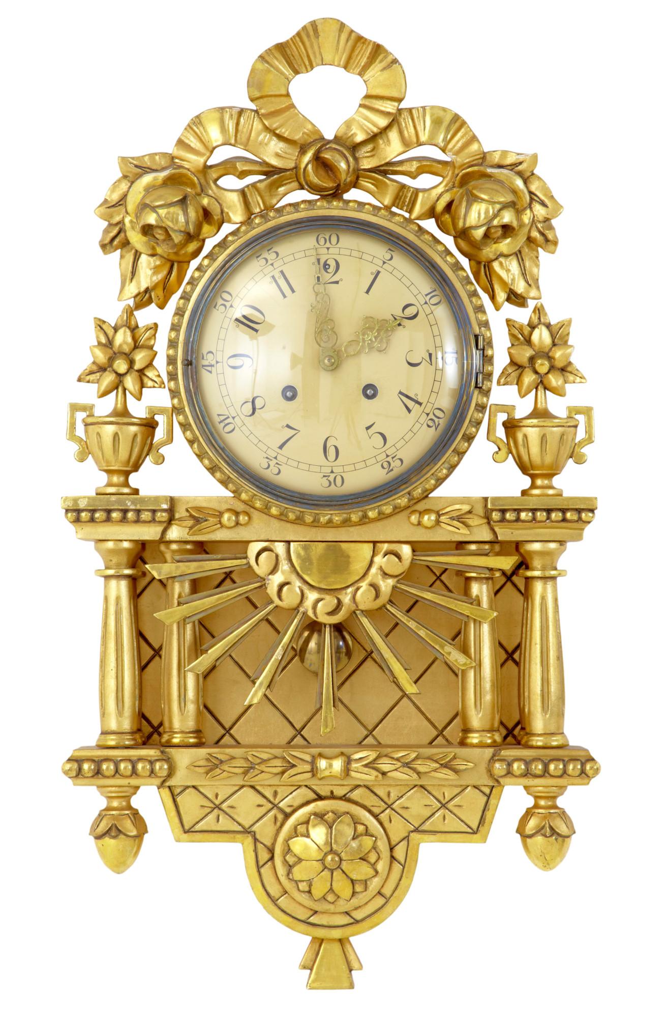 20th Century Westerstrand Ornate Gilt Wall Clock (1 of 6)