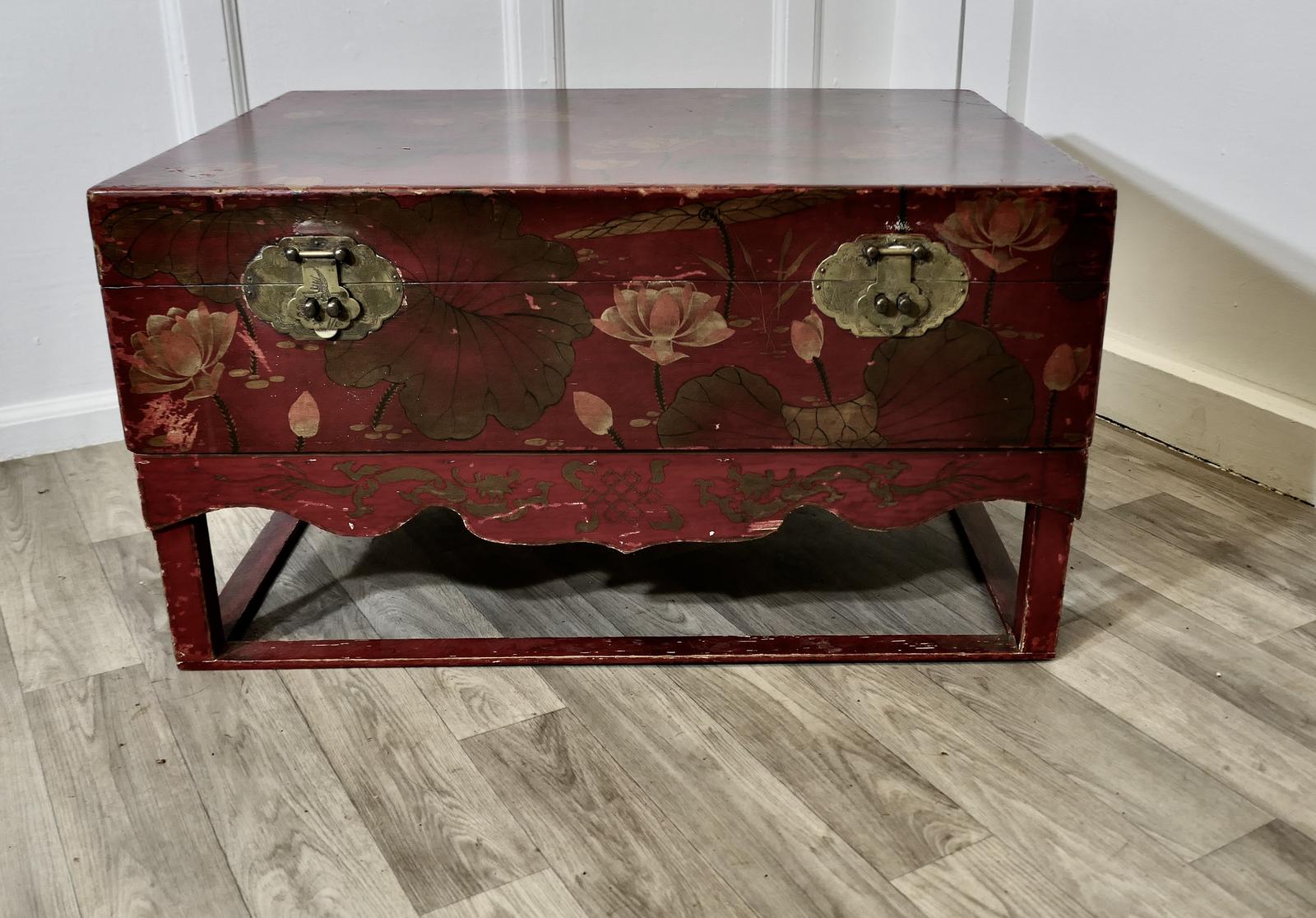 Large Chinoiserie Marriage Chest on Stand (1 of 10)