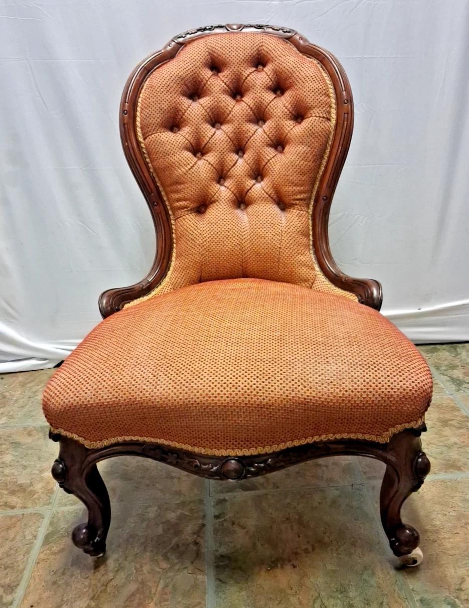 Antique Nursing Parlour Bedroom Chair Nice Clean Upholstery With New Casters (1 of 10)