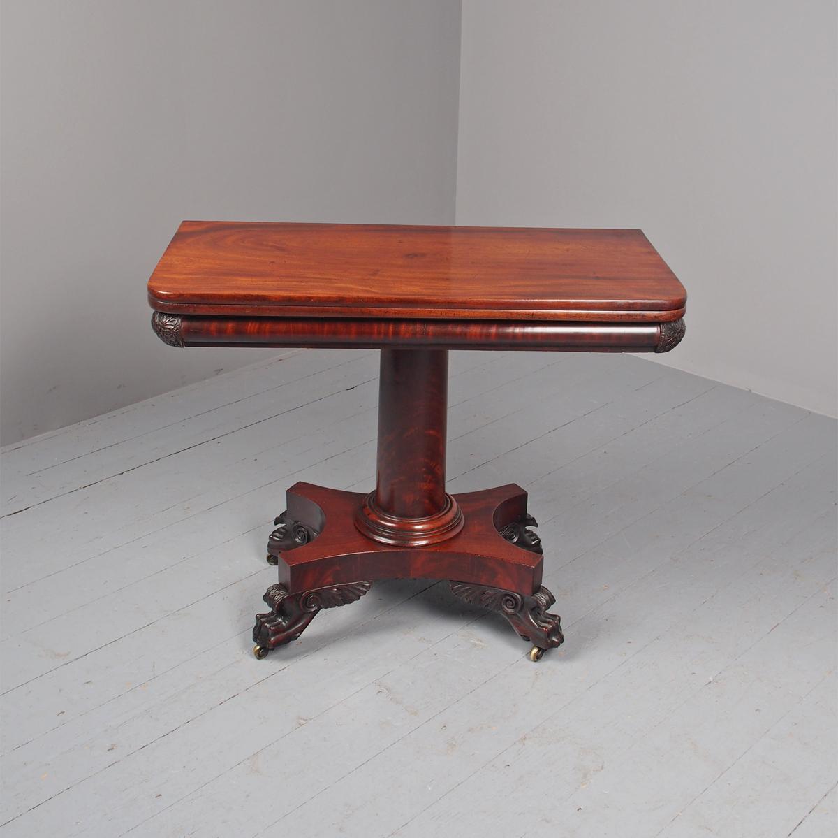 Antique George IV Mahogany Fold-over Tea Table (1 of 13)