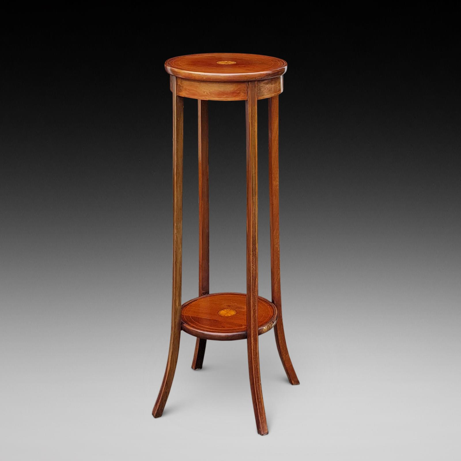 Edwardian Mahogany Satinwood Inlaid Torchere (1 of 7)