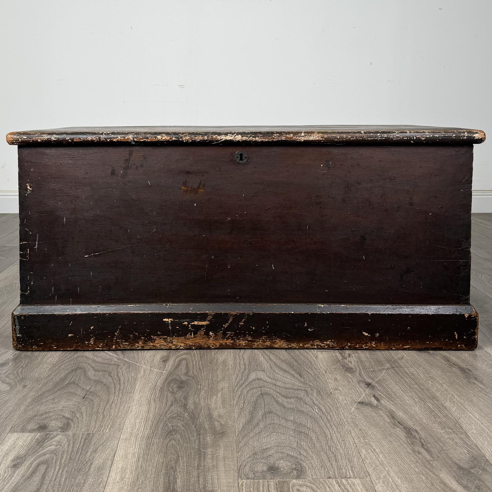 Antique 19th Century Rustic Painted Pine Blanket Box (1 of 10)