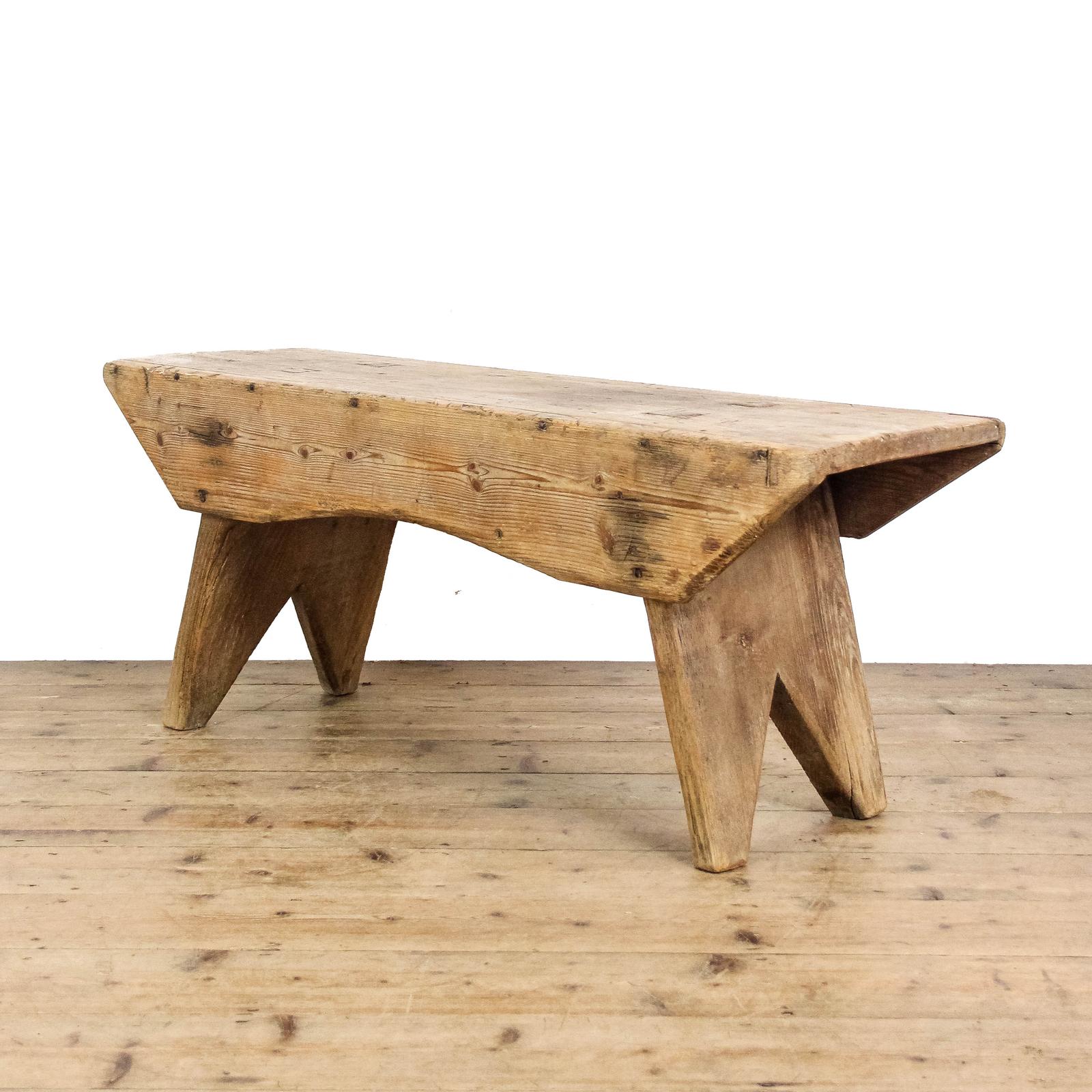 Antique Small Rustic Wooden Pine Bench (1 of 8)