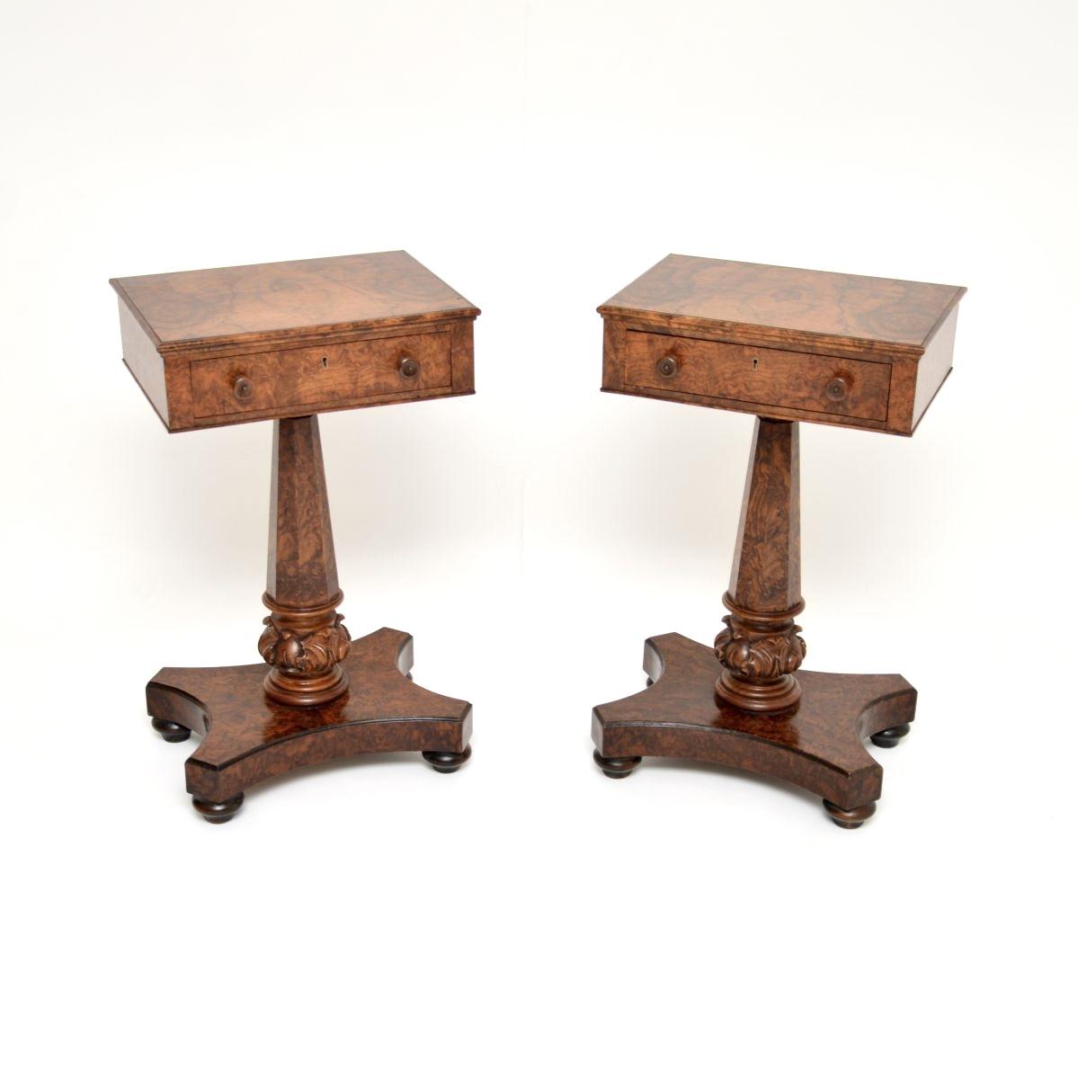 Pair of Antique William IV Burr Walnut Side Tables (1 of 10) Pair of Antique William IV Burr Walnut Side Tables (1 of 10)