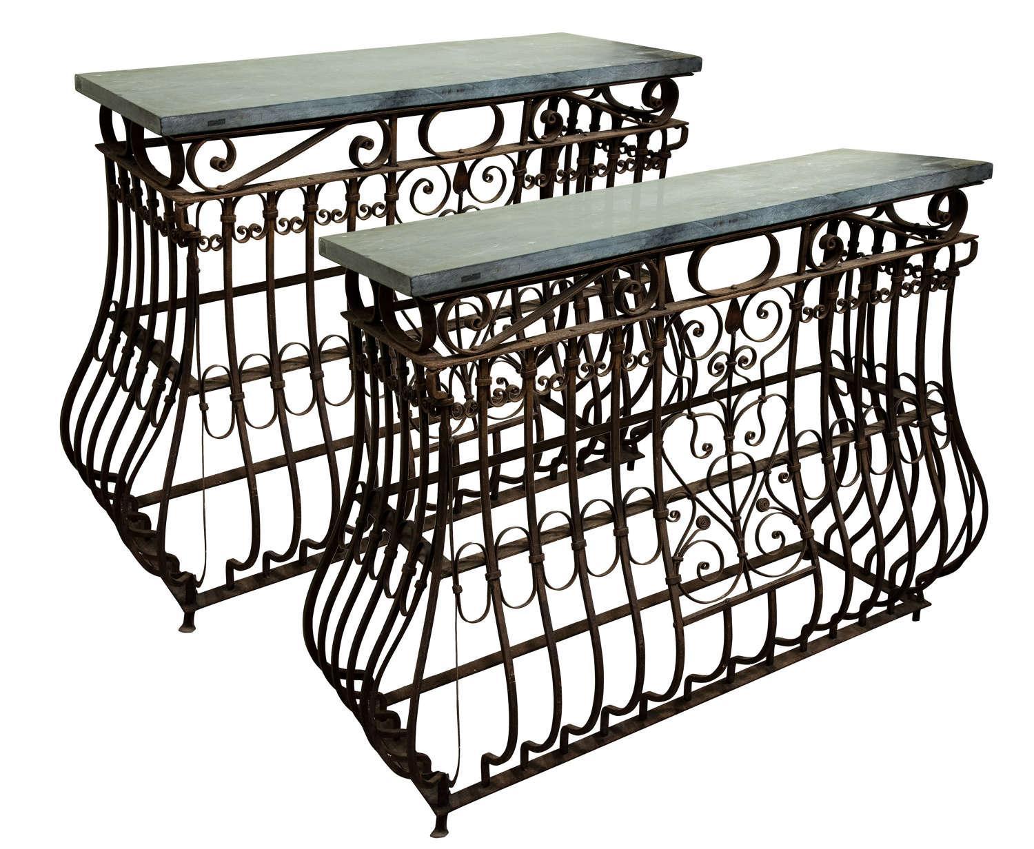 Wrought Iron & Slate Console Tables (1 of 6) Wrought Iron & Slate Console Tables (1 of 6)