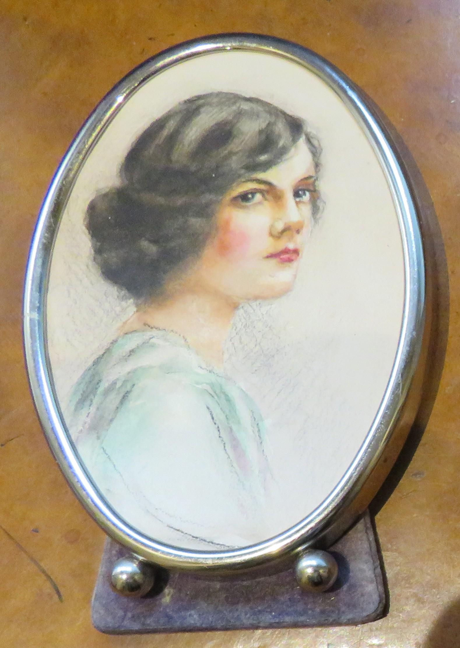 C.1930/1940 HAND DRAWN MINIATURE PORTRAIT PENCIL & WATER COLOUR (1 of 2) C.1930/1940 HAND DRAWN MINIATURE PORTRAIT PENCIL & WATER COLOUR (1 of 2)