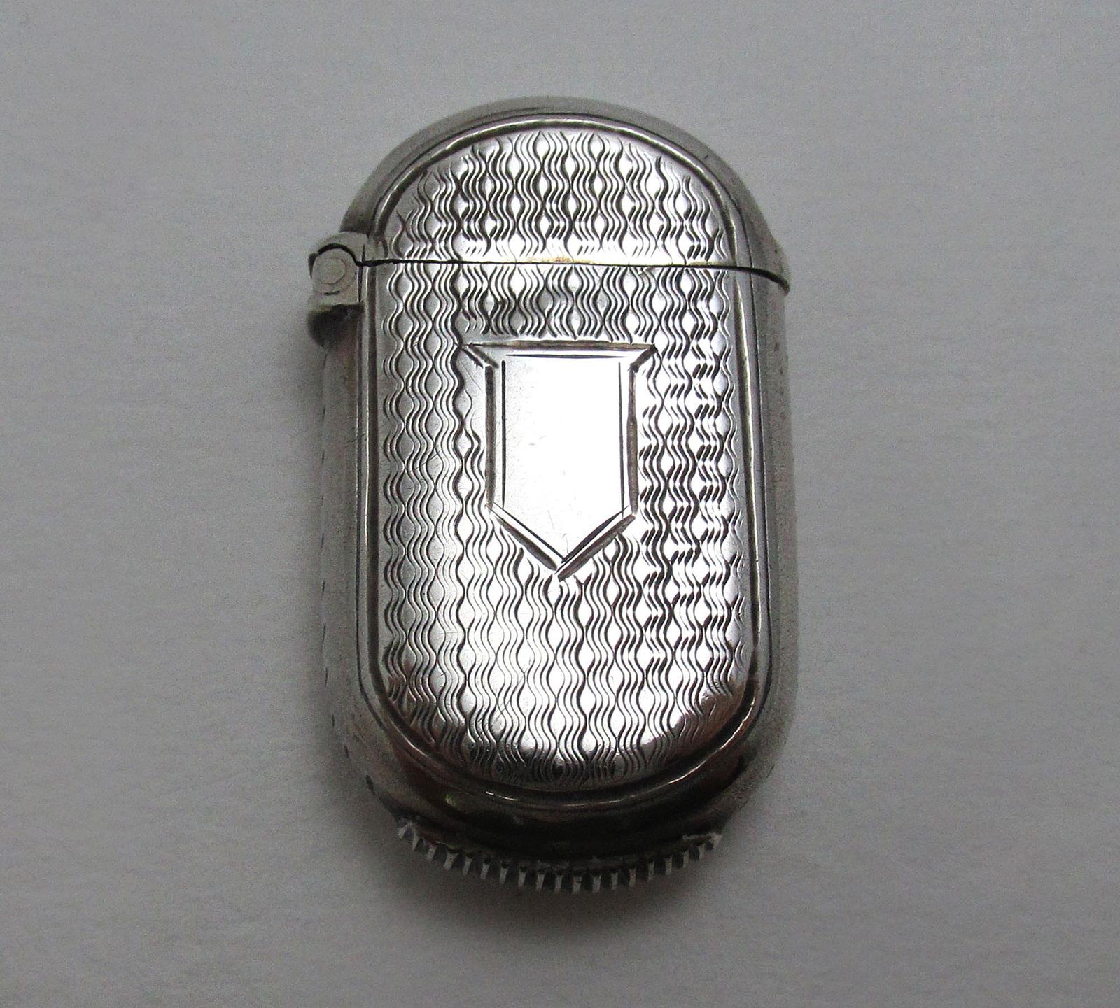 Antique Victorian Sterling Silver English Vesta Case Pill Match Box, George Unite (1 of 5) Antique Victorian Sterling Silver English Vesta Case Pill Match Box, George Unite (1 of 5)