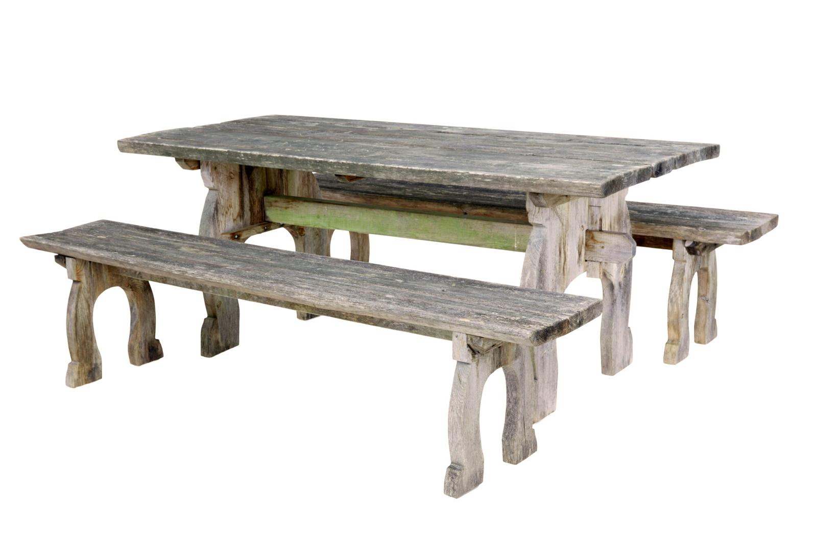 Mid Century Solid Pine Horseshoe Garden Table & Benches (1 of 10)