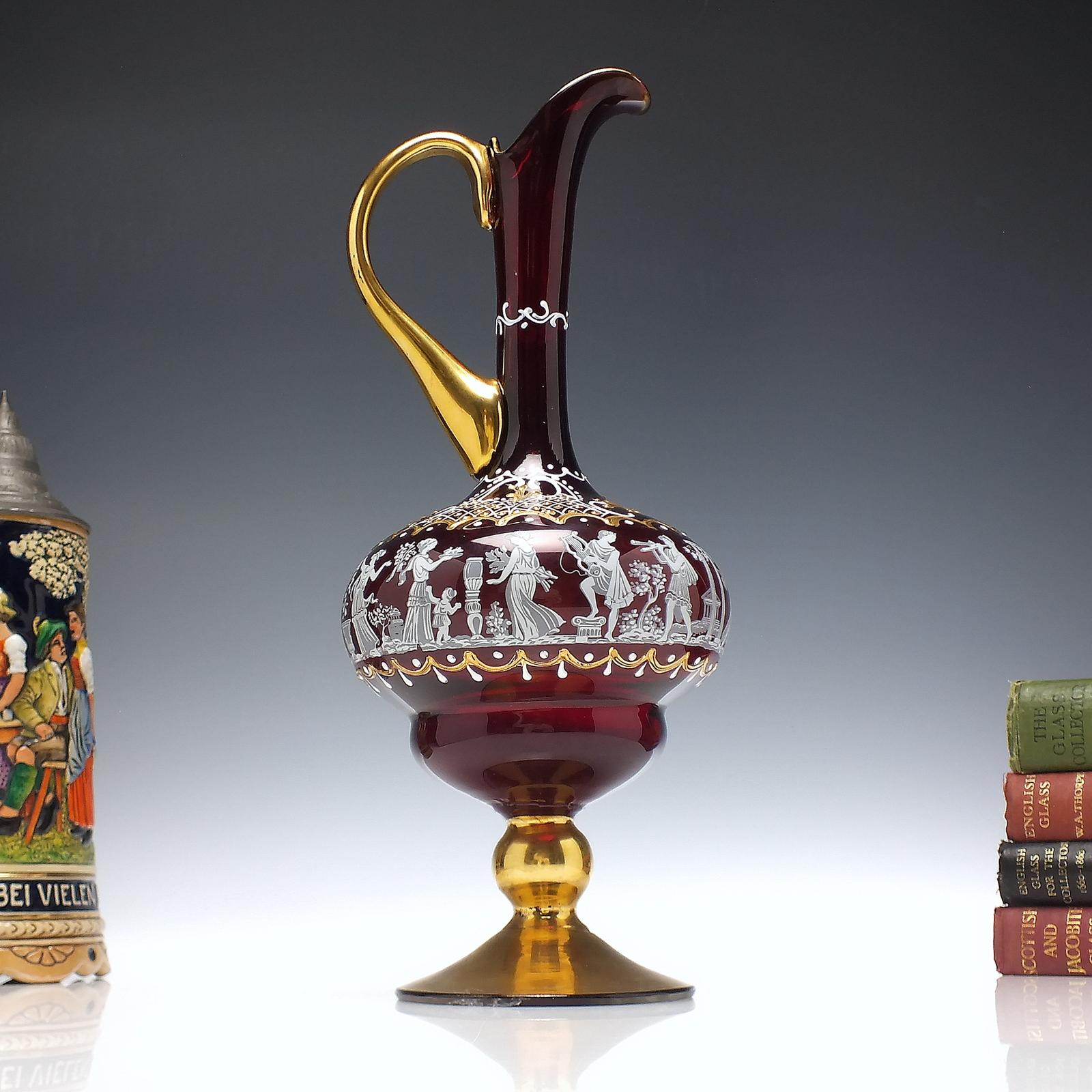 Vintage Murano Tre Fuochi Empoli 24k Gold Neo Classical Glass Claret Jug c.1955 (1 of 11)