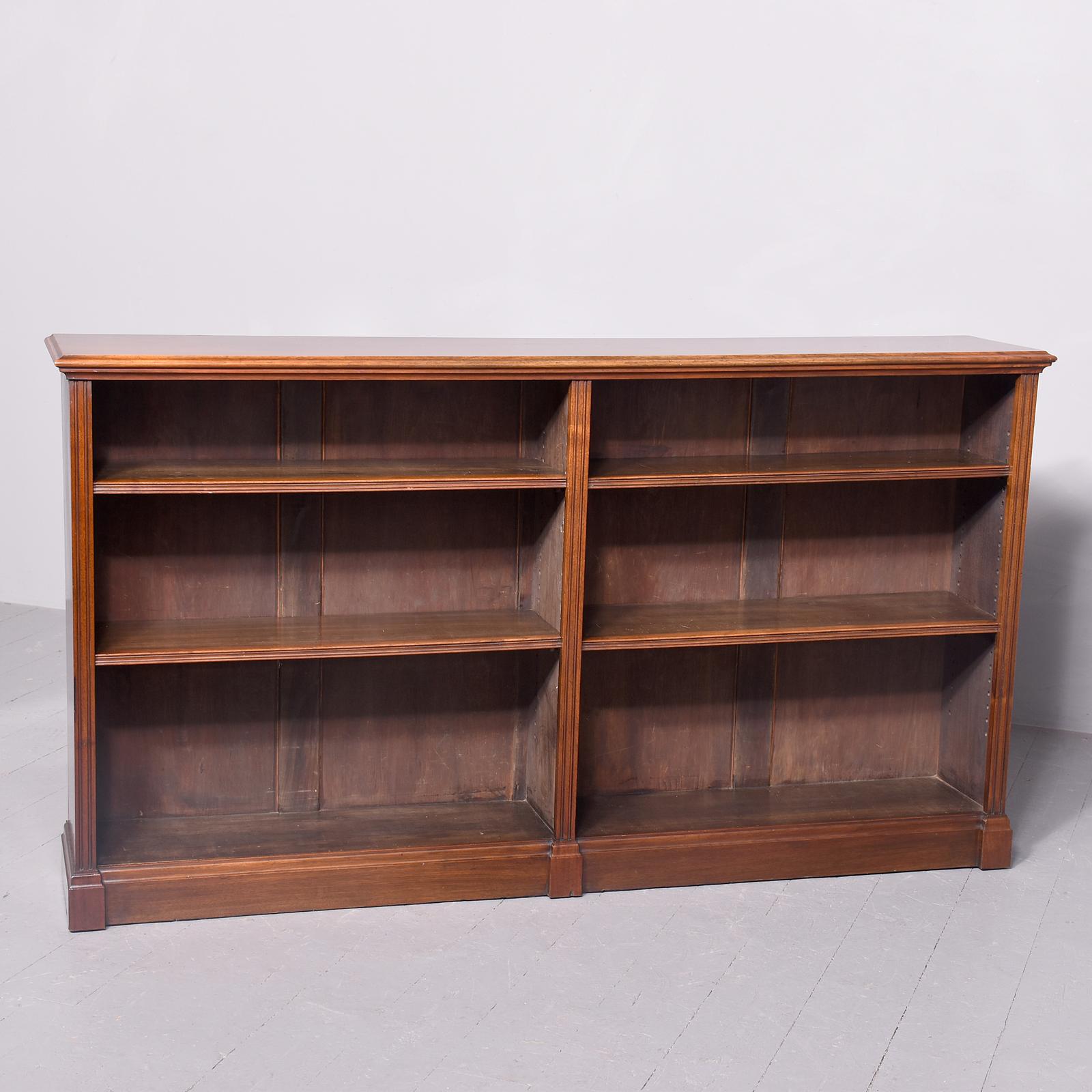 Double Fronted Walnut Open Bookcase (1 of 8)