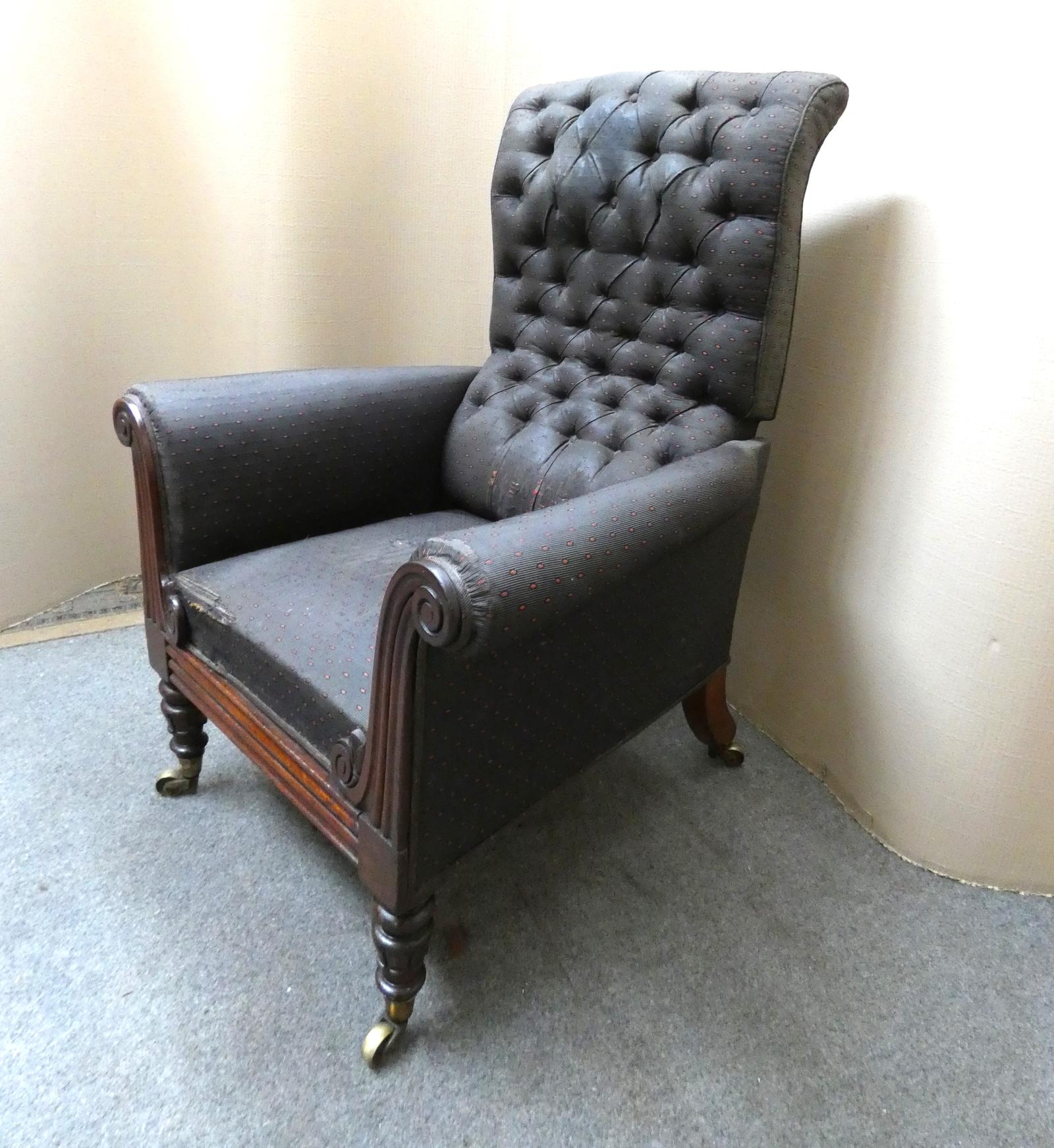 William IV Reclining Reading Chair / Library Chair - Minter (1 of 6)
