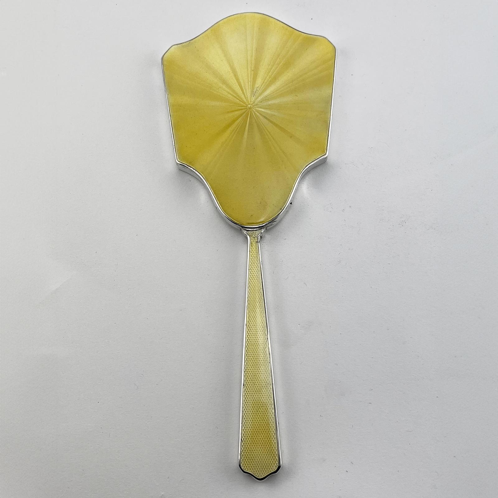 Yellow Guilloche Enamel and Sterling Silver Hand Mirror (1 of 6)