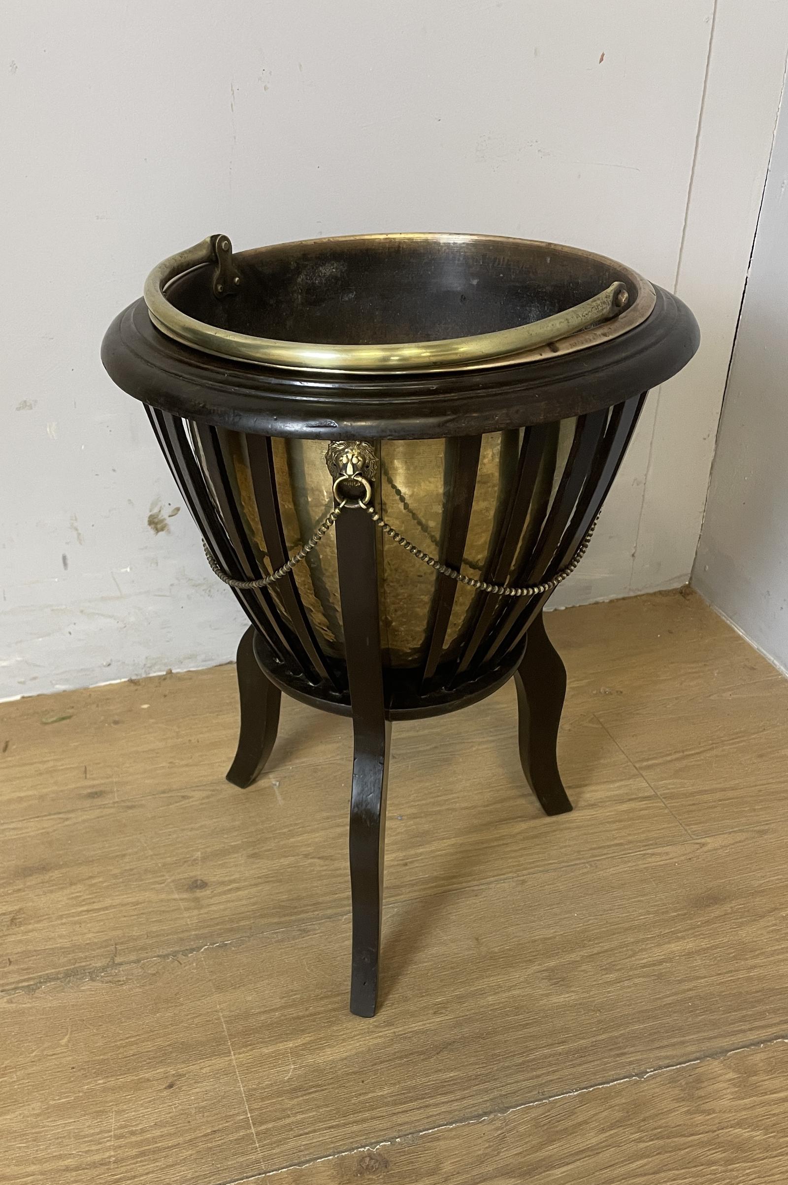 Edwardian Brass Wine Cooler in a Mahogany Stand (1 of 9)