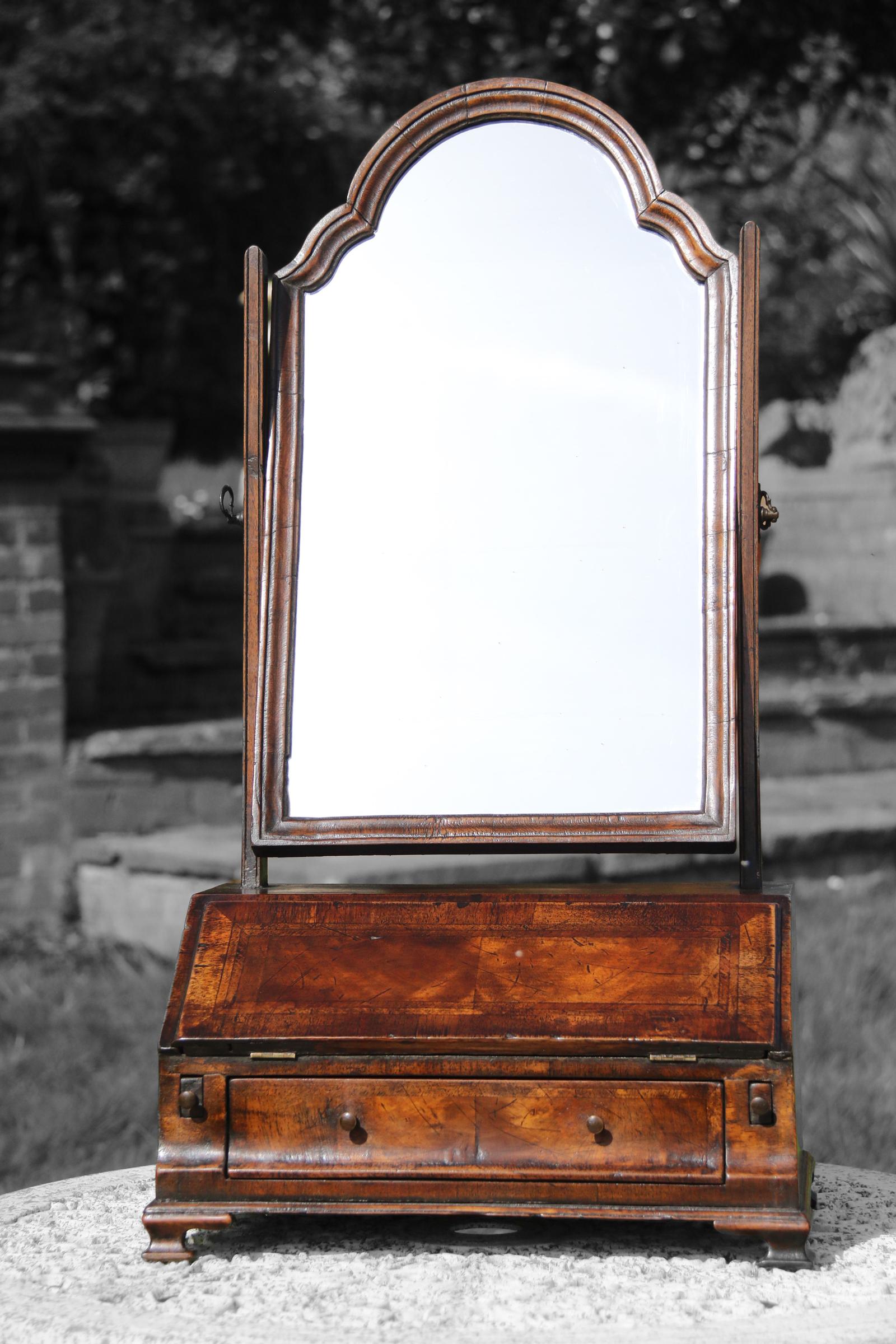 19th Century Figured Walnut Table Mirror c.1860 (1 of 13)