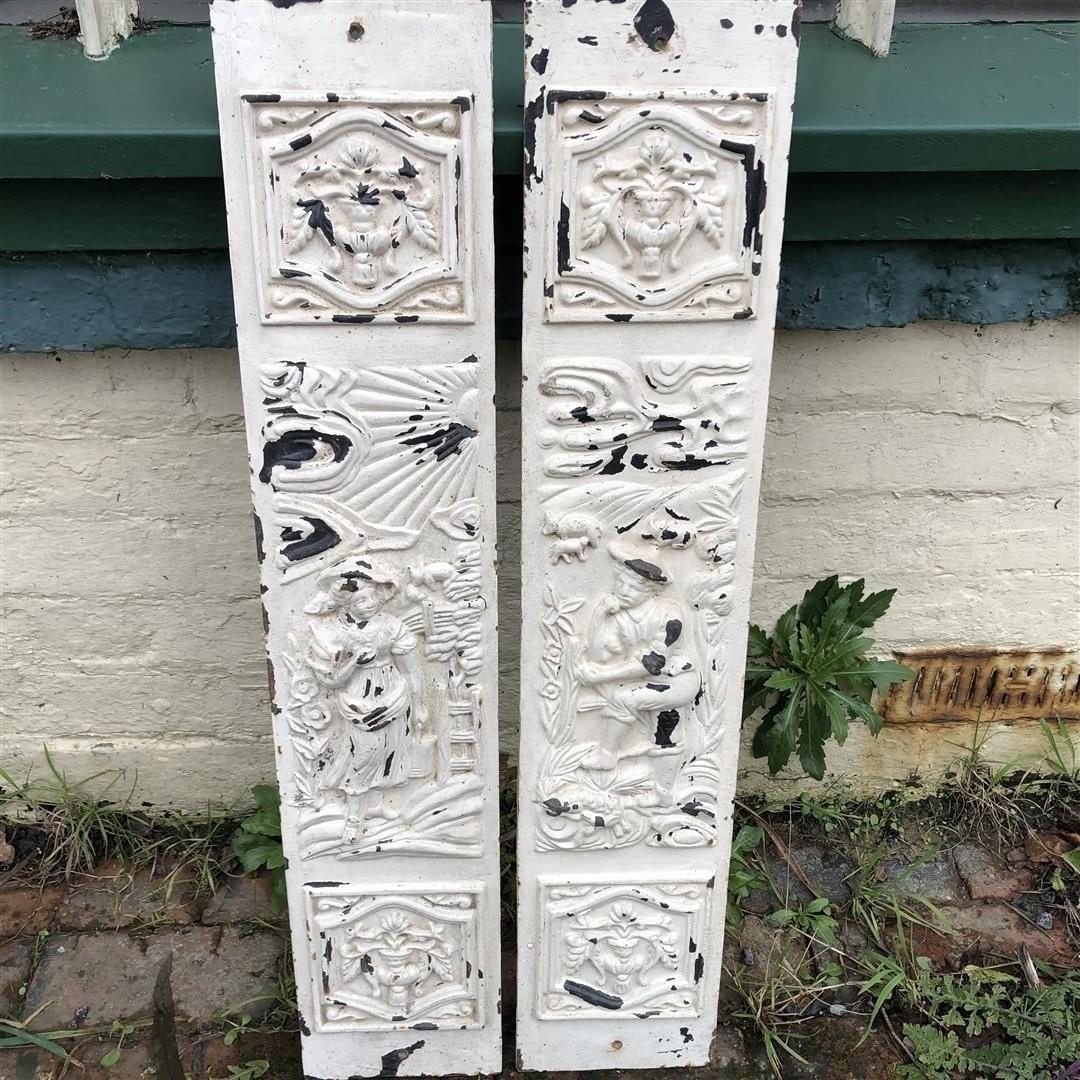 Antique Cast Iron Fireplace Panels 1890s (1 of 9)