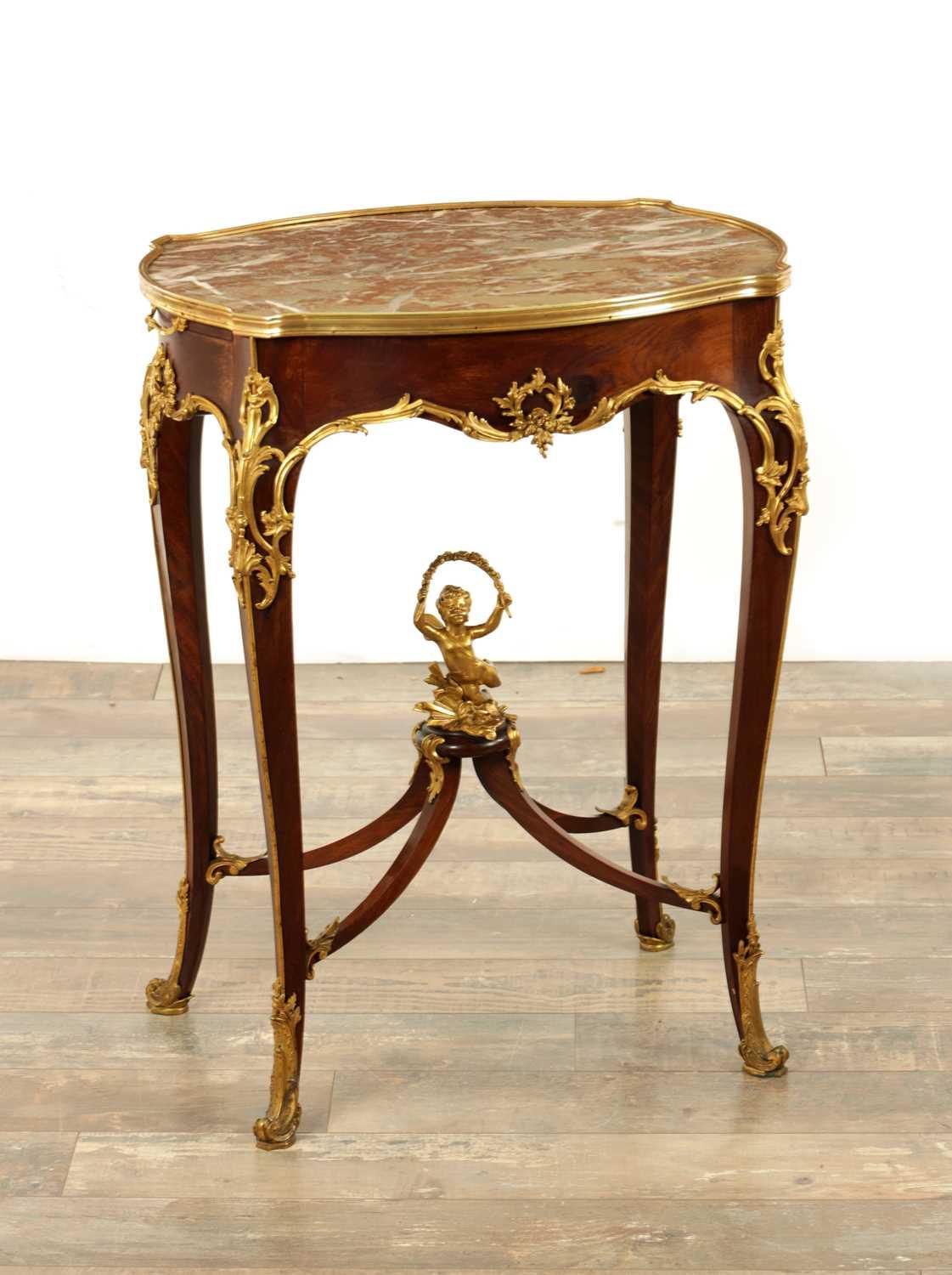 Fine Early 20th Century French Mahogany & Ormolu Mounted Table in the Manner of Francois Linke (1 of 2)