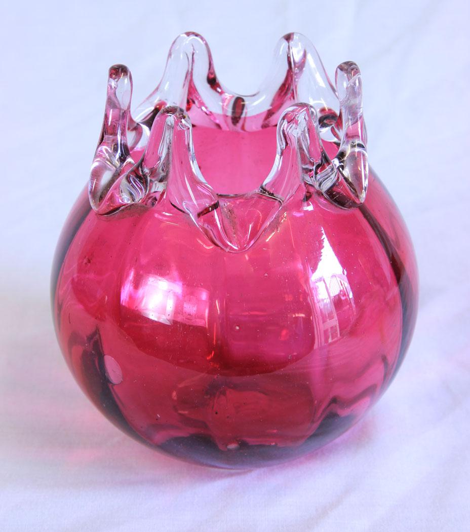 Antique Victorian Cranberry Glass Vase (1 of 5)