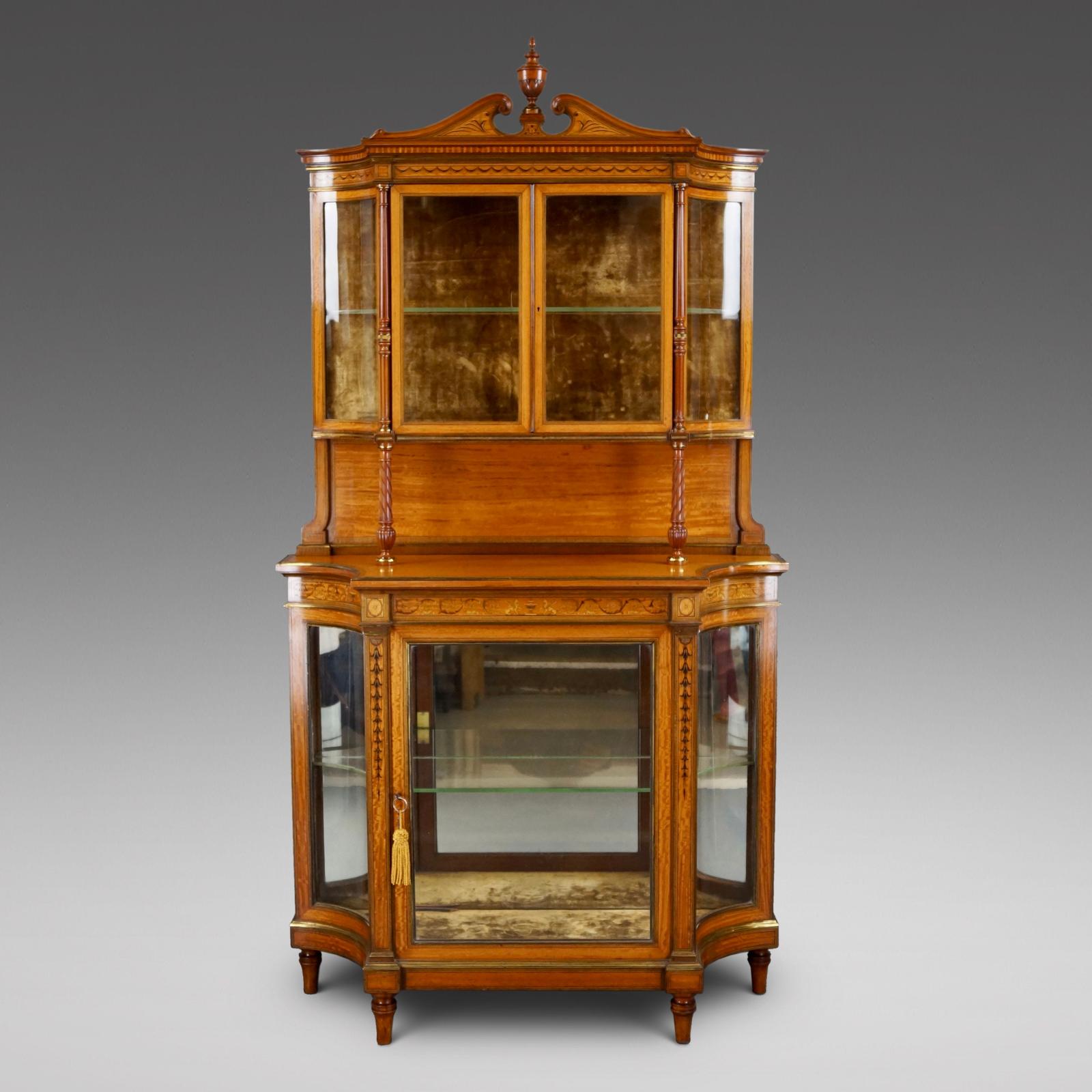 A Superb Quality Satinwood & Marquetry Display Cabinet (1 of 4)