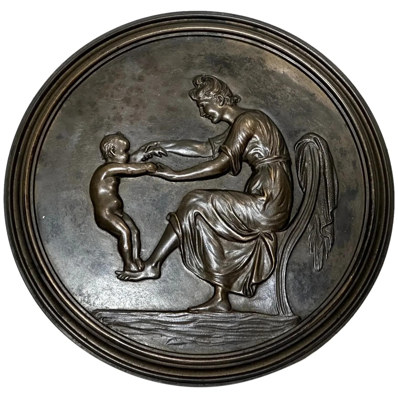 19th Century Coalbrookdale Bronze Plaque Mother Holding Her Child (1 of 36)