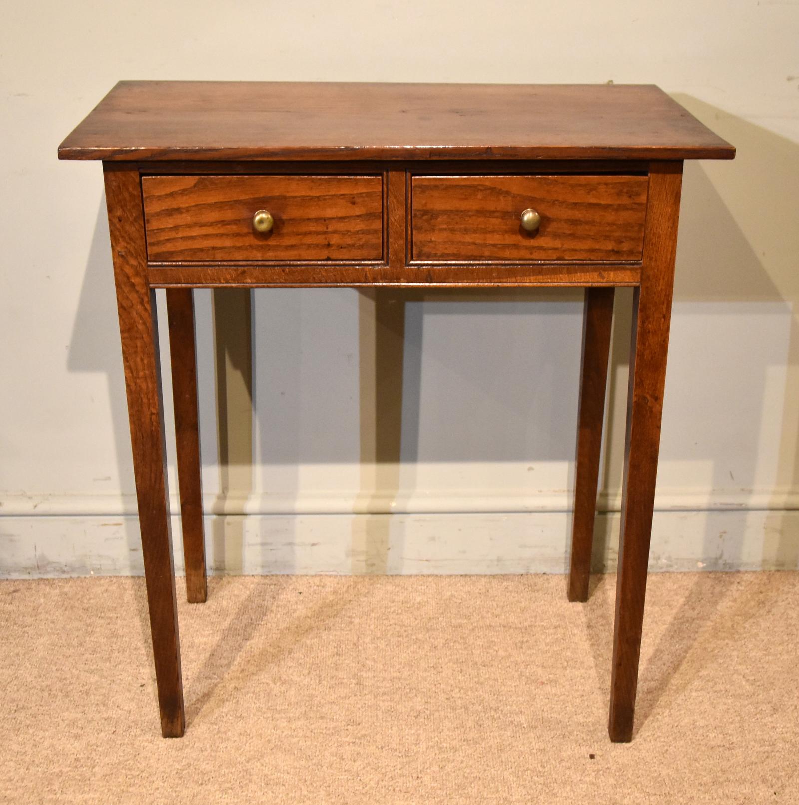 19th Century Oak French Two Drawer Side Table (1 of 7) 19th Century Oak French Two Drawer Side Table (1 of 7)
