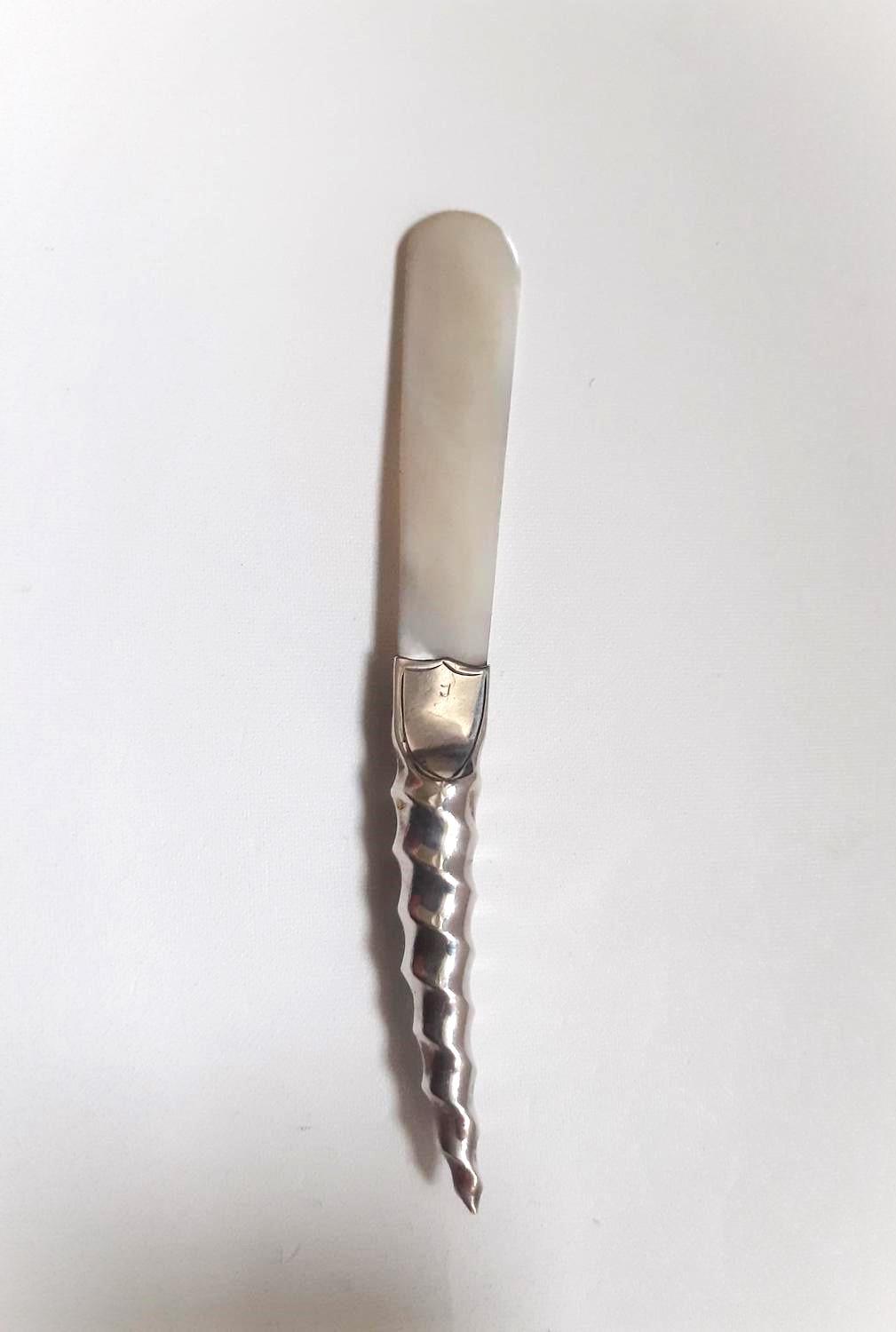 Small Victorian Silver & Mother of Pearl Letter Opener (1 of 5)