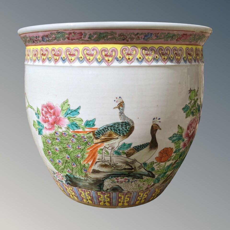 Antique Famille Rose Jardiniere Chinese Fish Bowl (1 of 7)