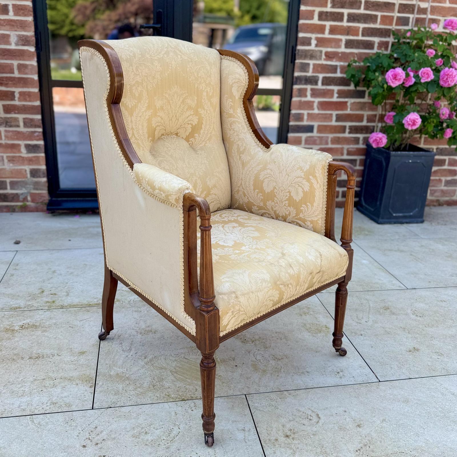 Edwardian Wing 2 Seater Sofa in Damask (1 of 10) Edwardian Wing 2 Seater Sofa in Damask (1 of 10)