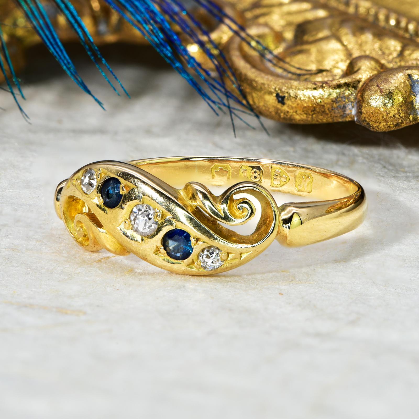 The Antique 1913 Sapphire and Diamond Swirl Ring (1 of 7) The Antique 1913 Sapphire and Diamond Swirl Ring (1 of 7)