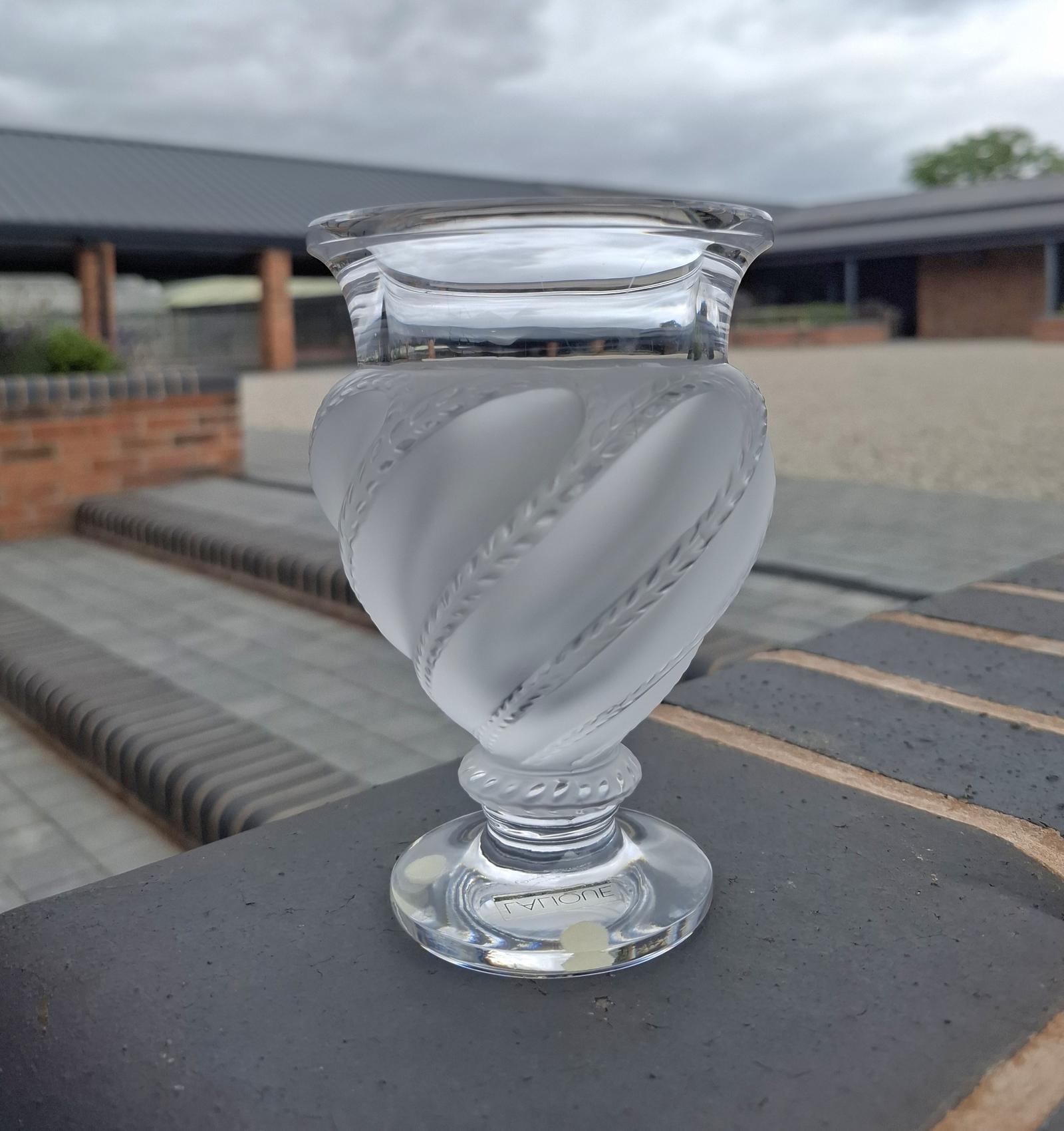 Scarce French Frosted Glass Pedestal Vase by Lalique (1 of 4)