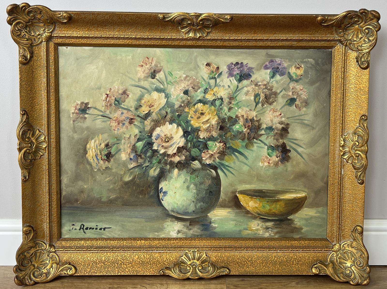 Oil Painting Vintage French Style Signed Floral Gilt Frame Wall Art (1 of 10) Oil Painting Vintage French Style Signed Floral Gilt Frame Wall Art (1 of 10)