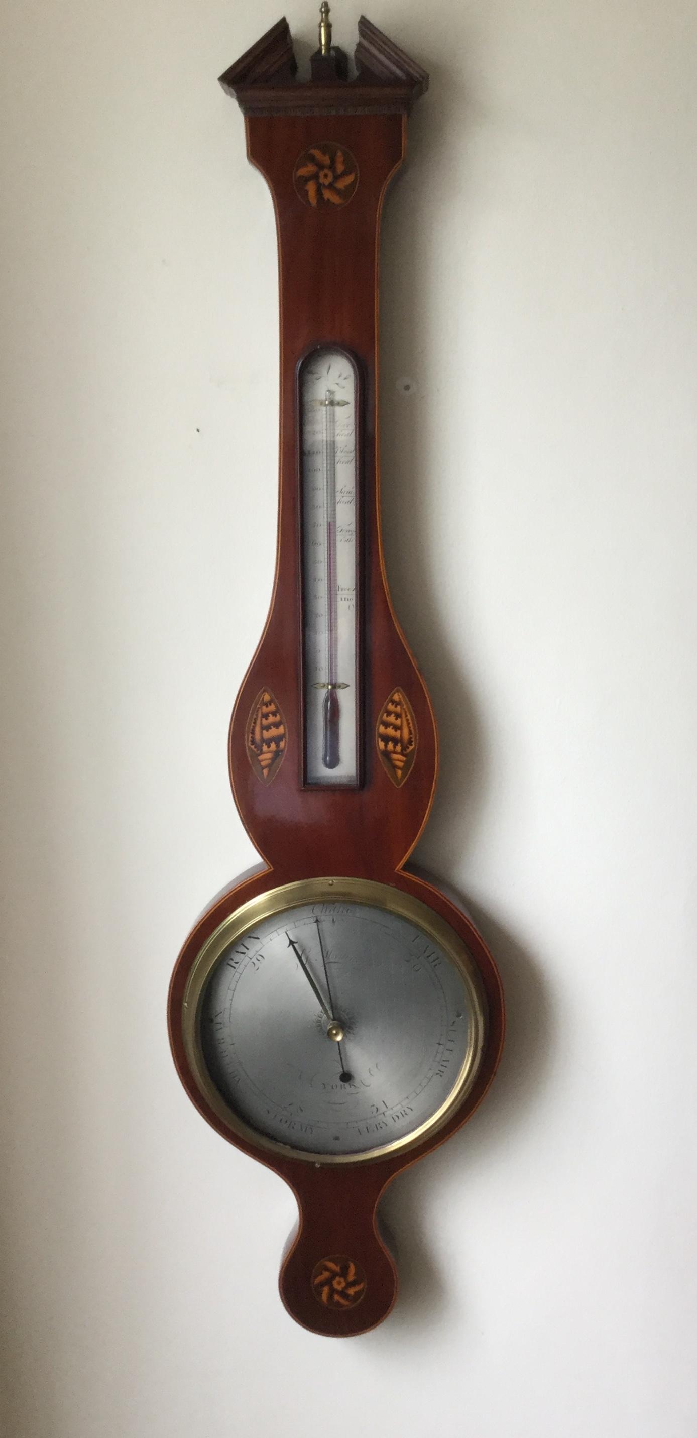 Mahogany Wheel Barometer by Giuseppe Martinola of York (1 of 3)