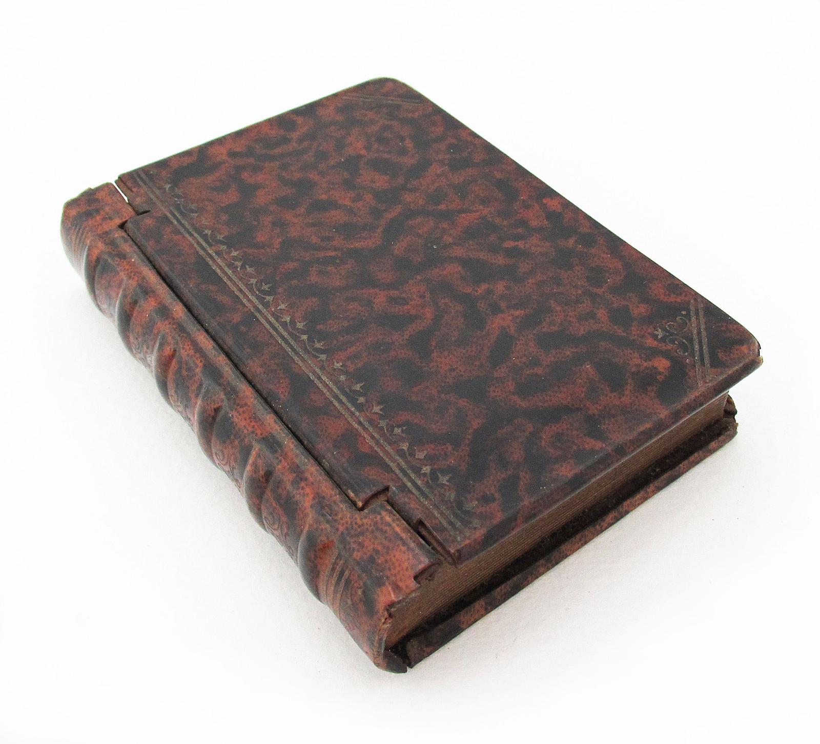 Antique Miniature Victorian 19th Century Secret Book Storage Box Gilt Metal Faux Leather Case (1 of 7)