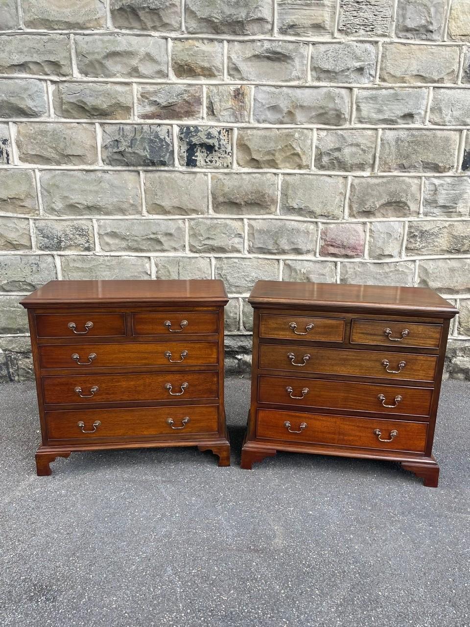 Pair Antique Mahogany Bedside Chest Drawers (1 of 13)