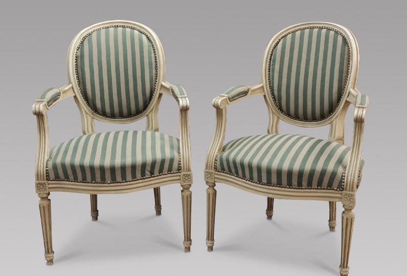 Pair of Painted Fauteuils re-upholstered (1 of 4)
