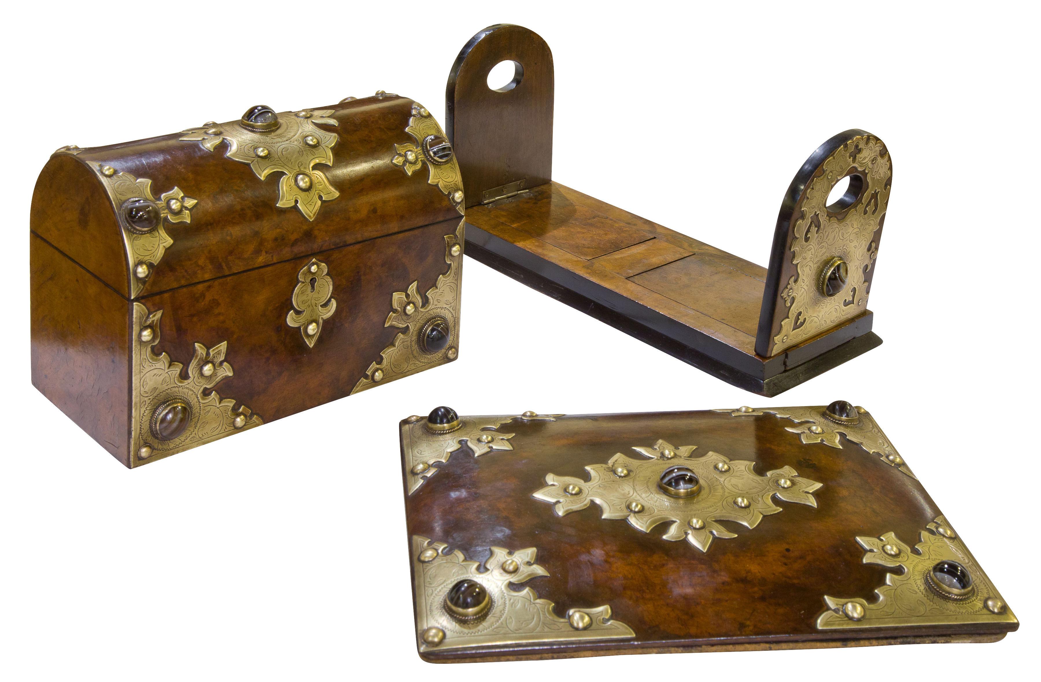 Mid 19th Century Burr Walnut Desk Set (1 of 1)