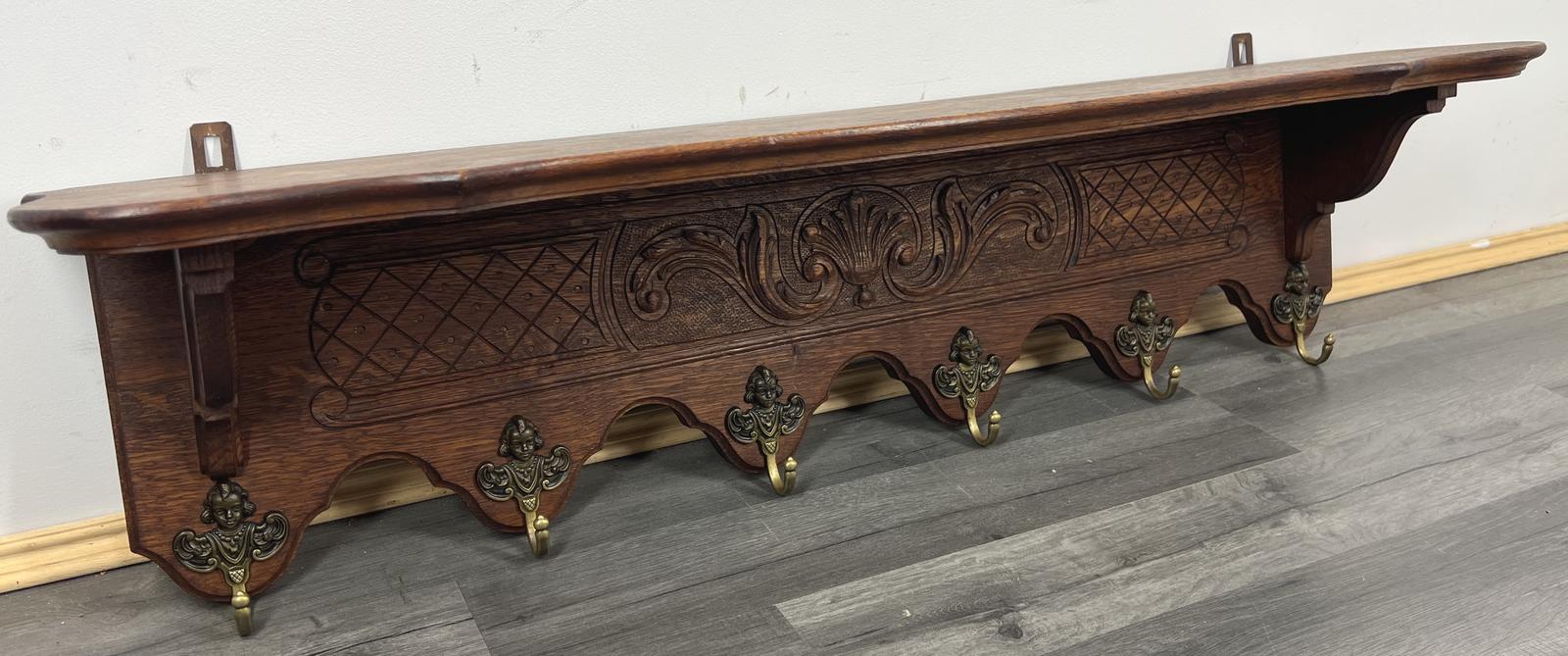 French Antique Solid French 6 Hook Ornate Carved Coat Plate Rack (1 of 9) French Antique Solid French 6 Hook Ornate Carved Coat Plate Rack (1 of 9)