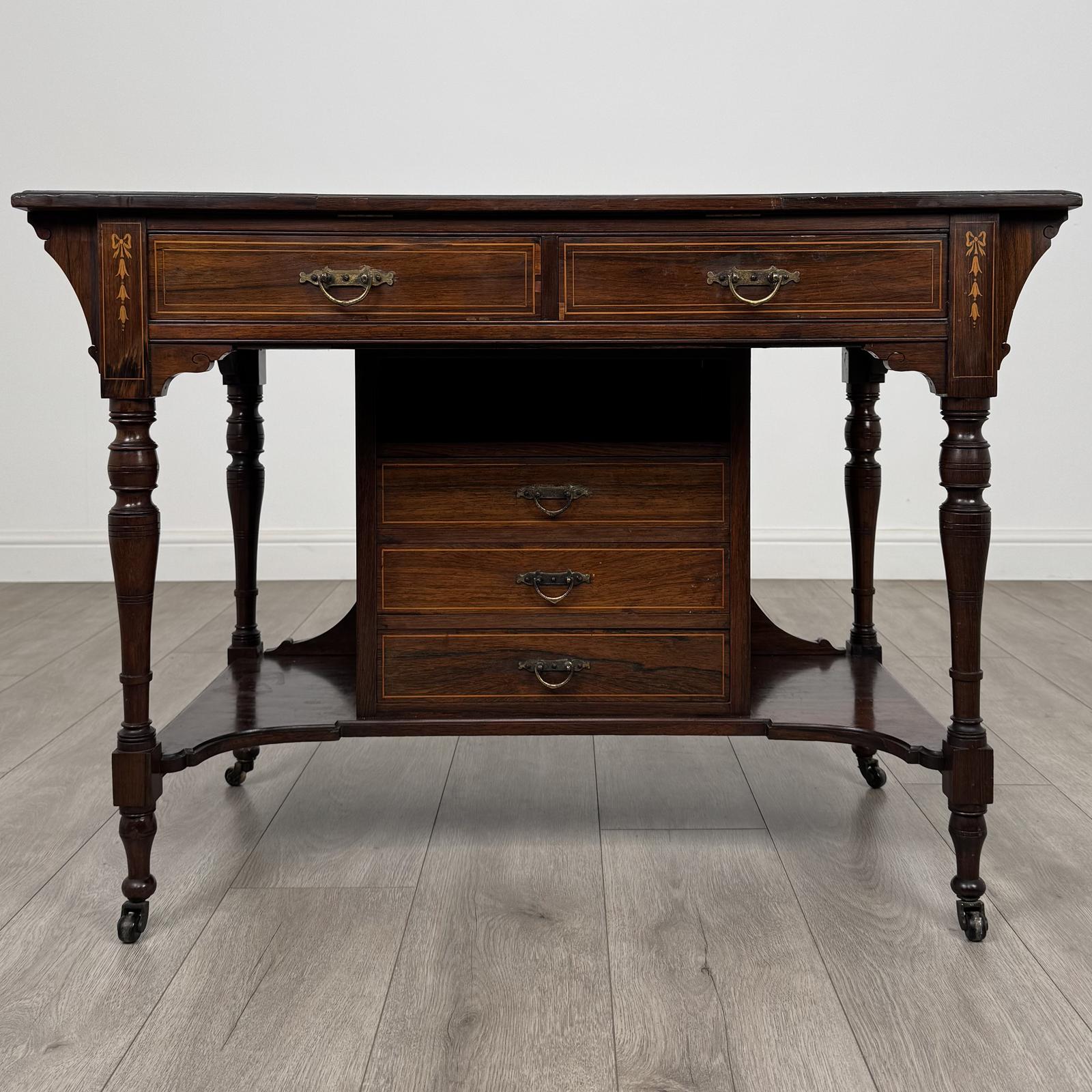 Antique 19th Century Fine Quality Inlaid Desk in Rosewood (1 of 13)