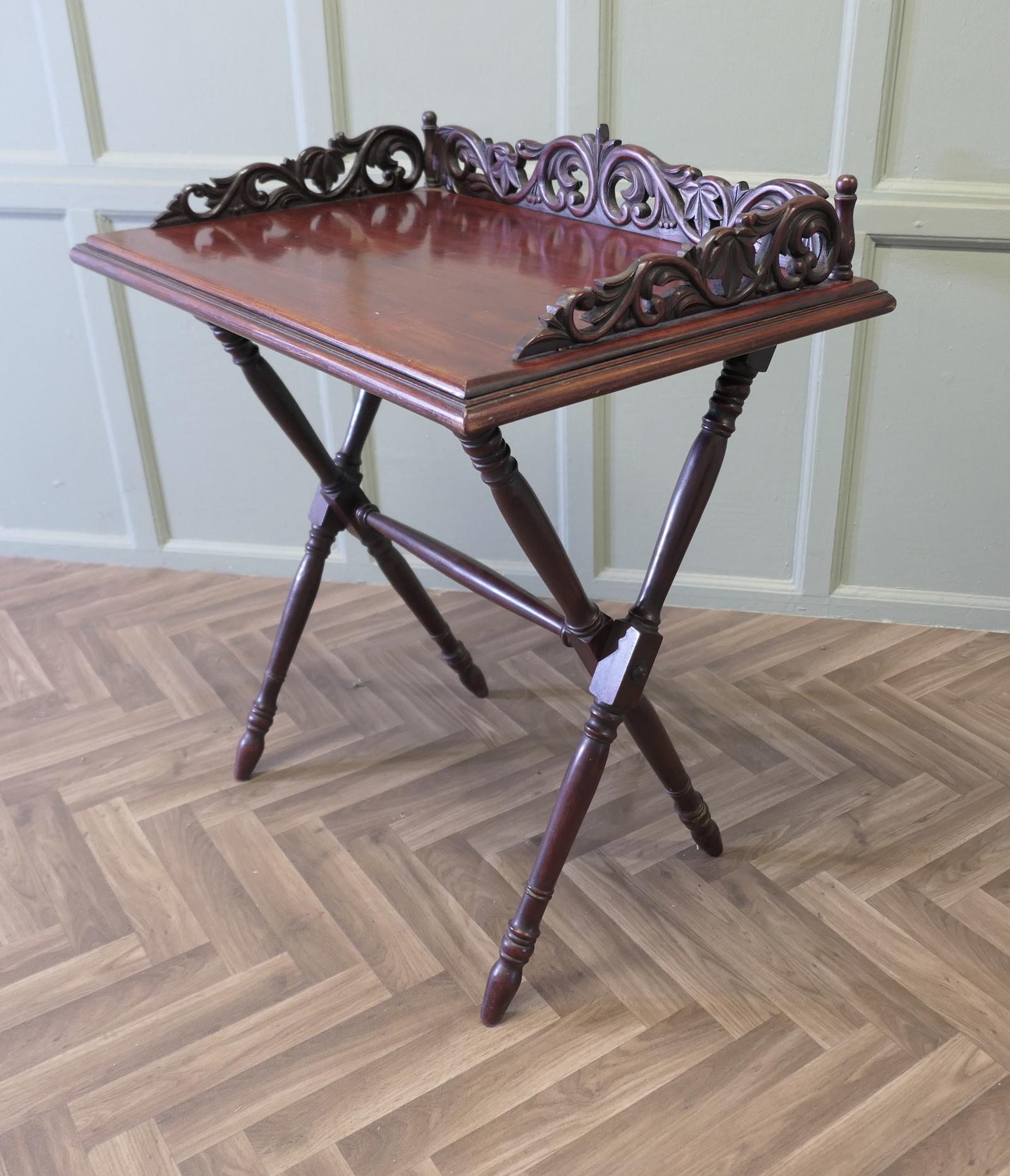 A Decoratively Carved Butlers Table, Tray on Stand (1 of 6)