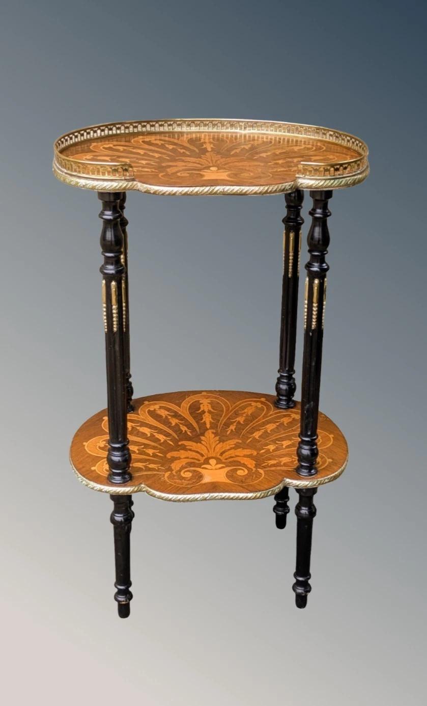 Antique French Inlaid Bedside or Lamp Table Etagere (1 of 9) Antique French Inlaid Bedside or Lamp Table Etagere (1 of 9)